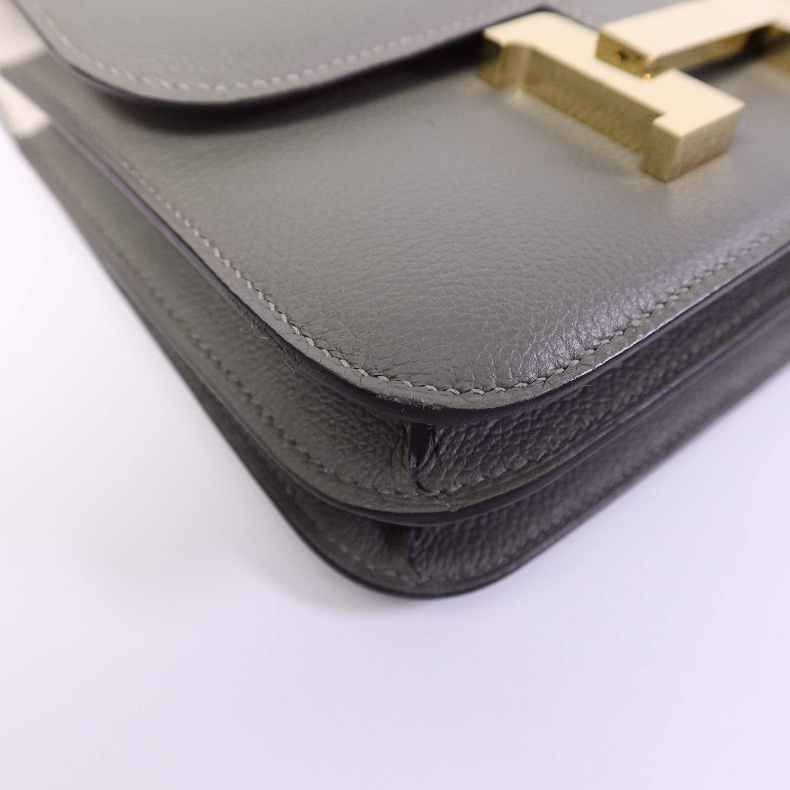 HERMES Evercolor皮革Constance Mini肩背袋GrisMeyer/Gris Perle