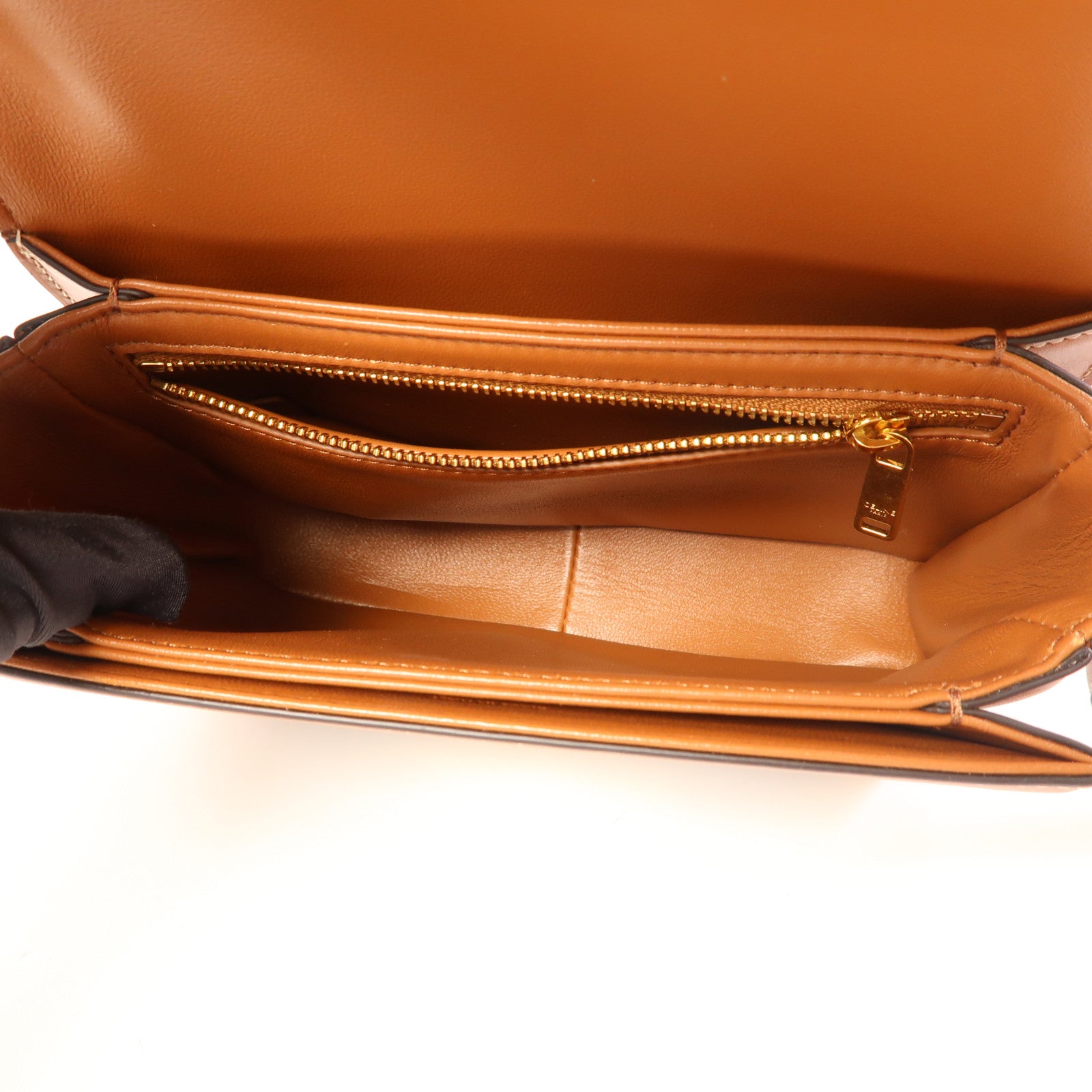 CELINE 塗層帆布Teen Troimphe金扣肩背袋