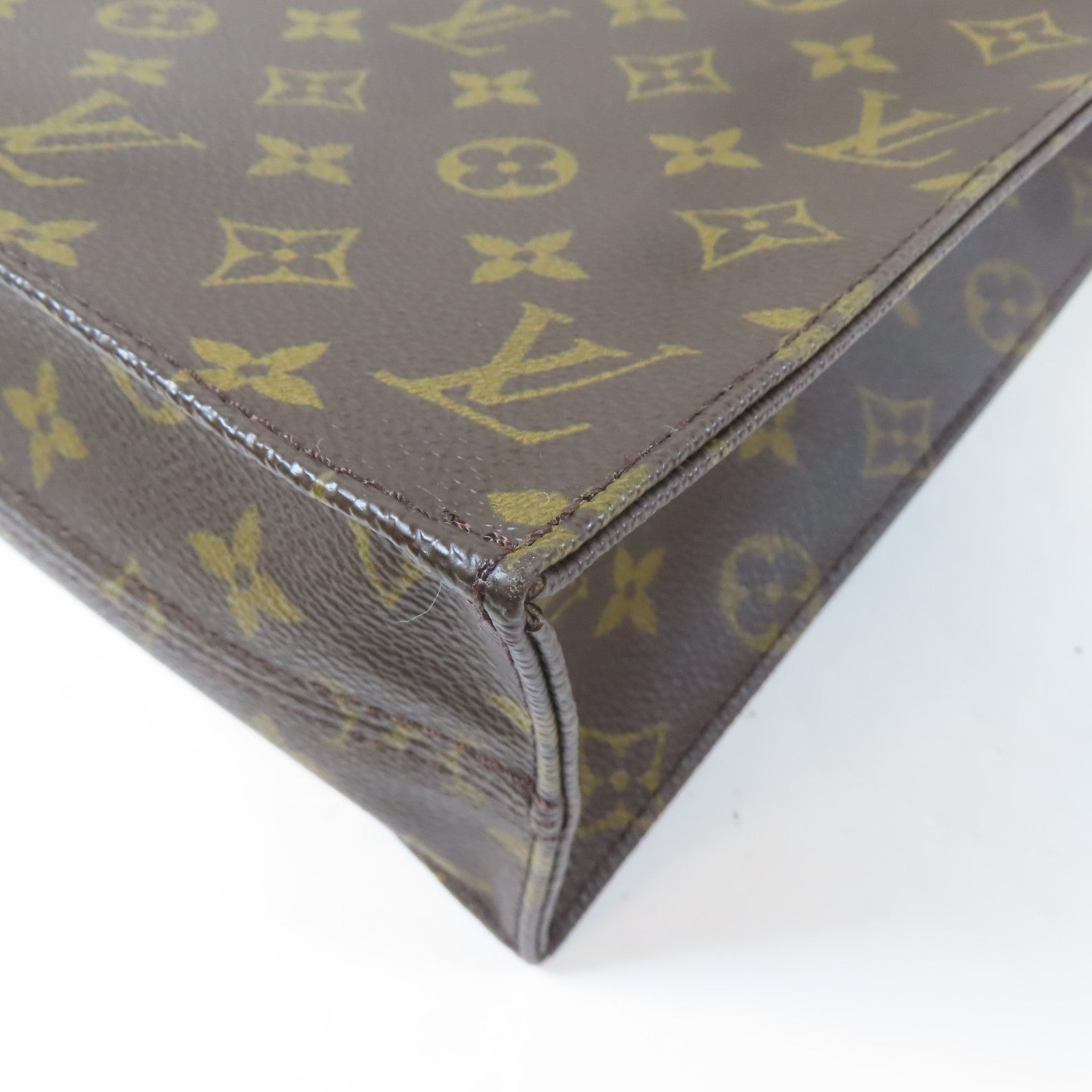 LOUIS VUITTON Monogram Sac Plat Tote Bag金扣手挽袋啡色