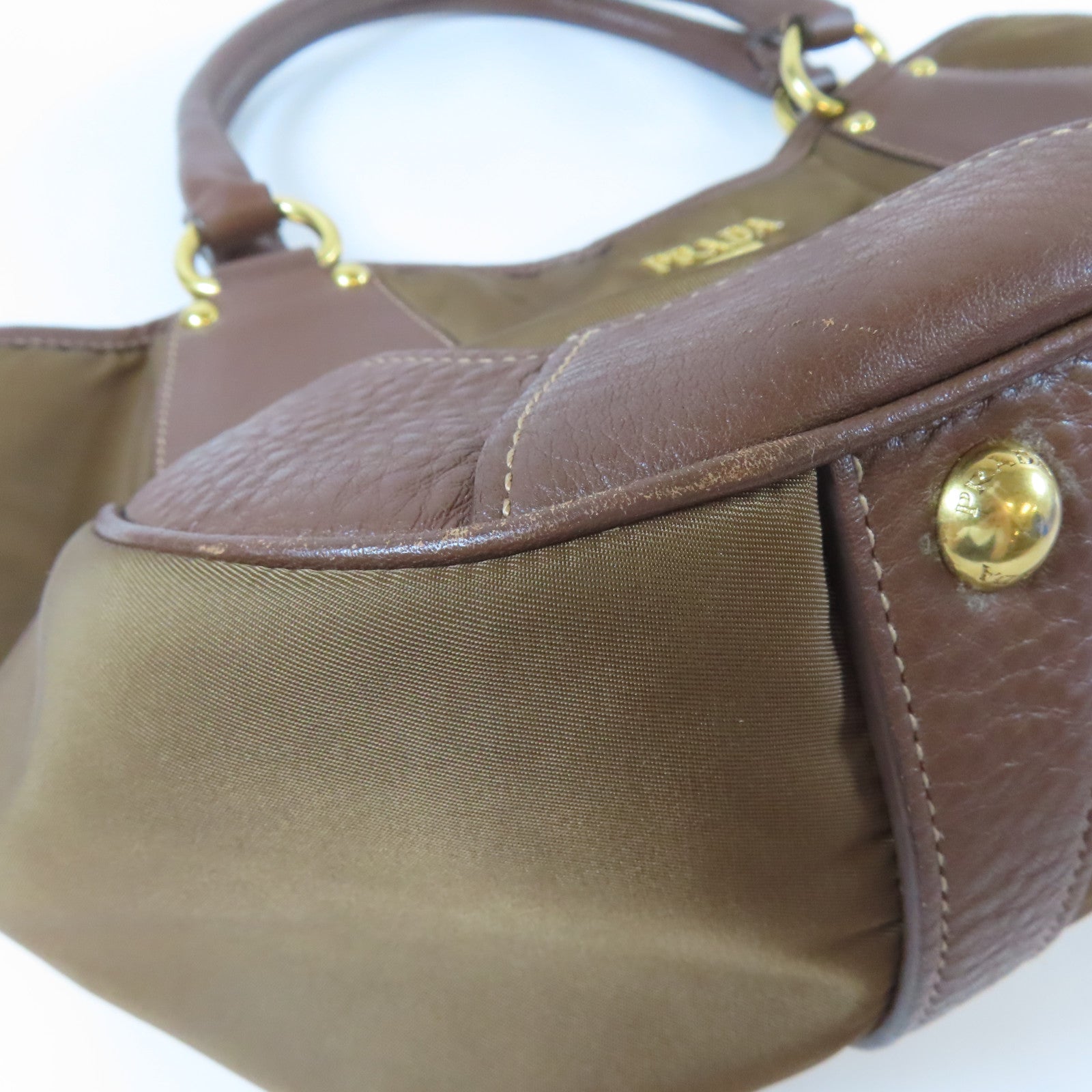 PRADA 尼龍Shoulder Bag金扣肩背袋啡色
