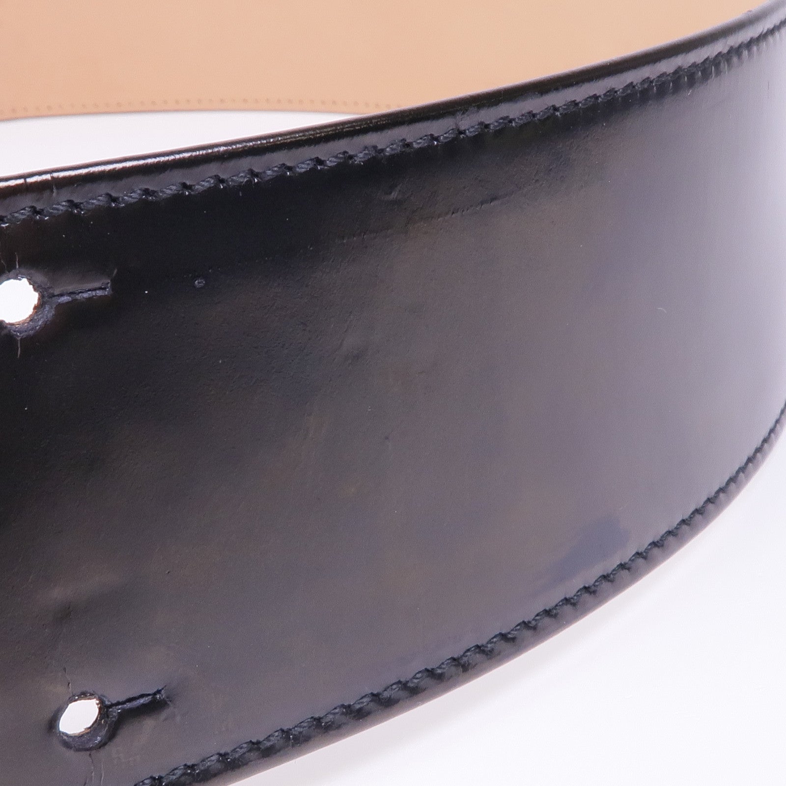 CHANEL 牛皮皮革Belt銀扣皮帶