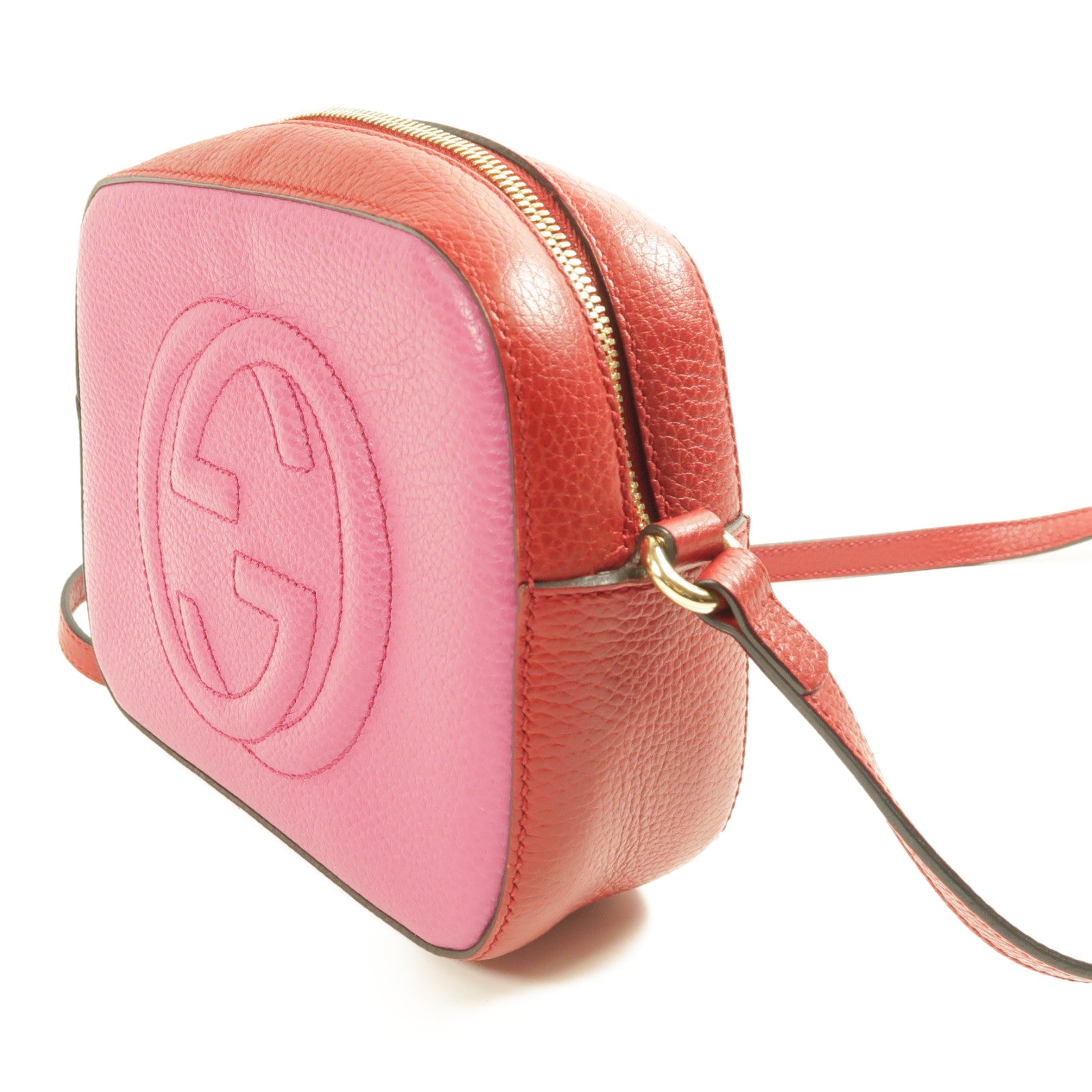 GUCCI CC GHW Shoulder Bag Calfskin Leather 431567 Pink/Red