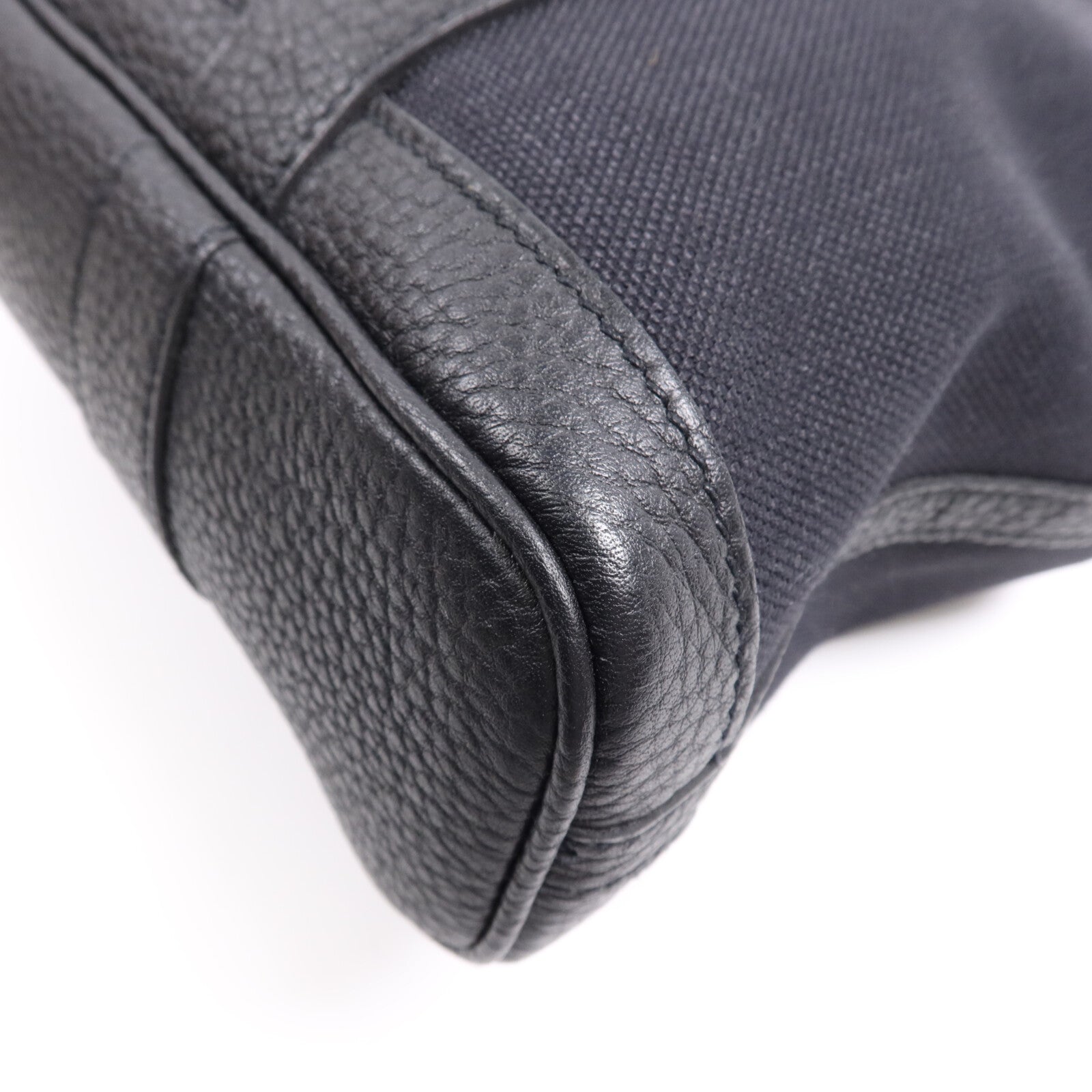 HERMES 帆布Garden File PM銀扣手挽肩背兩用袋Noir