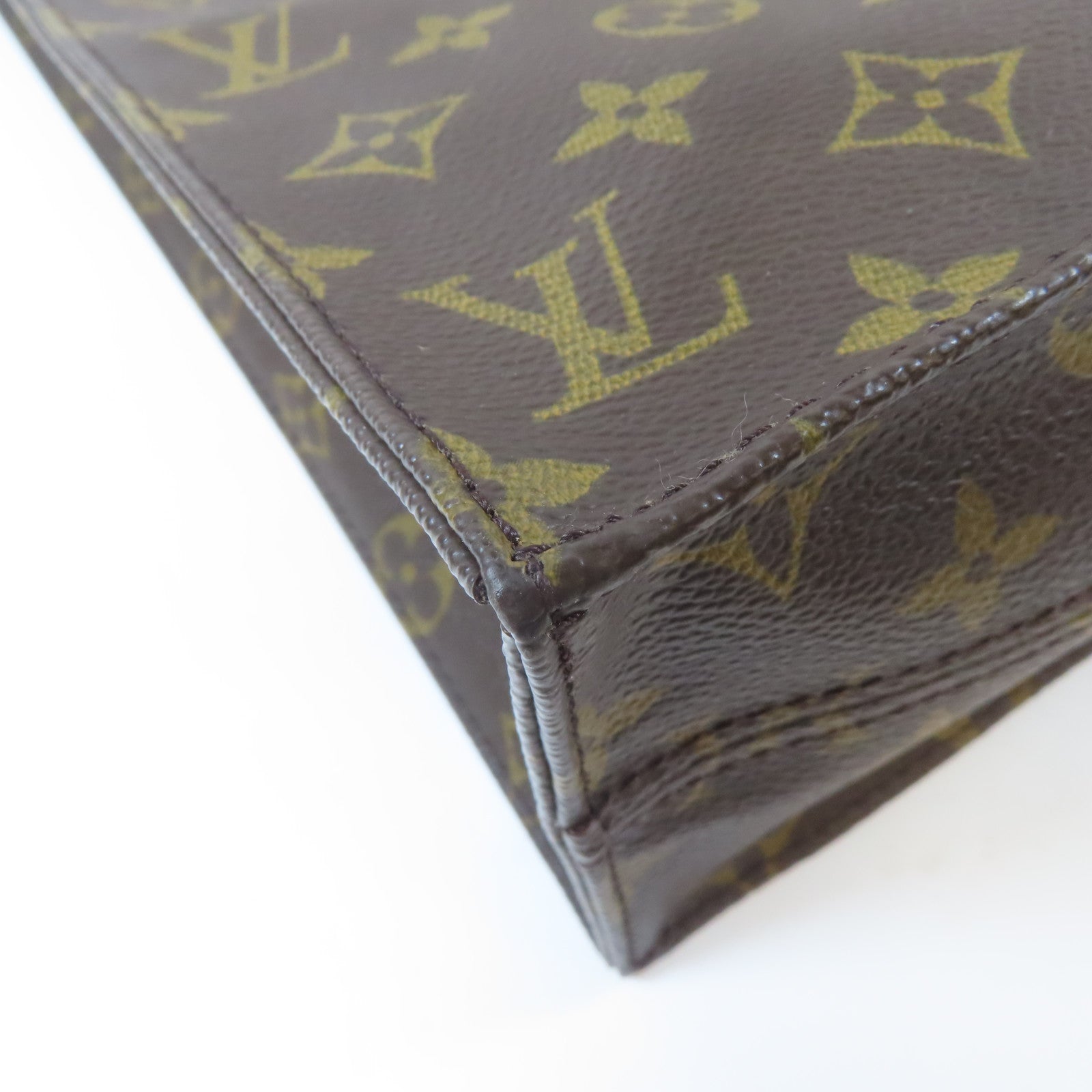 LOUIS VUITTON Monogram Sac Plat Tote Bag金扣手挽袋啡色