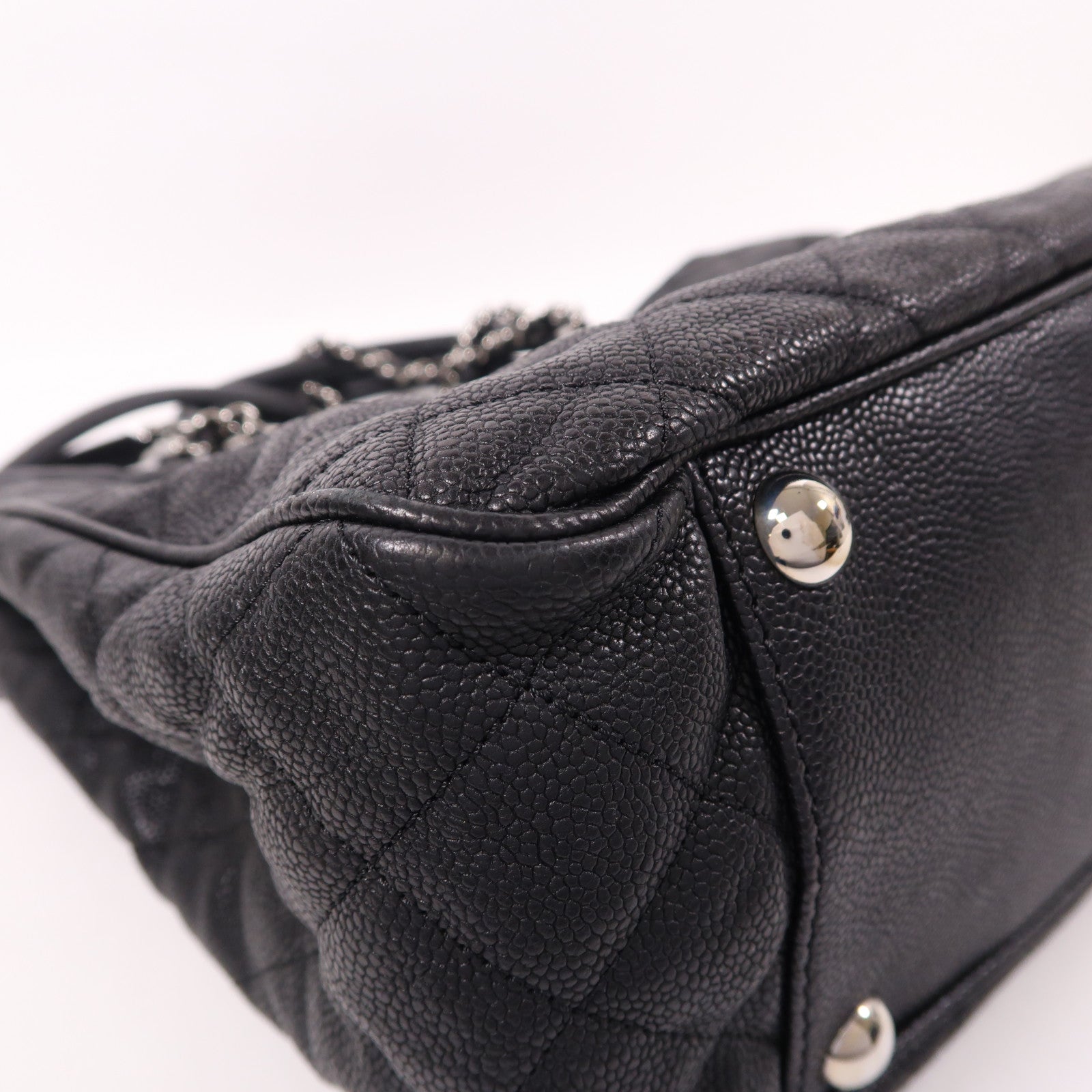 CHANEL 牛皮皮革2 Way Shoulder銀扣手挽肩背兩用袋