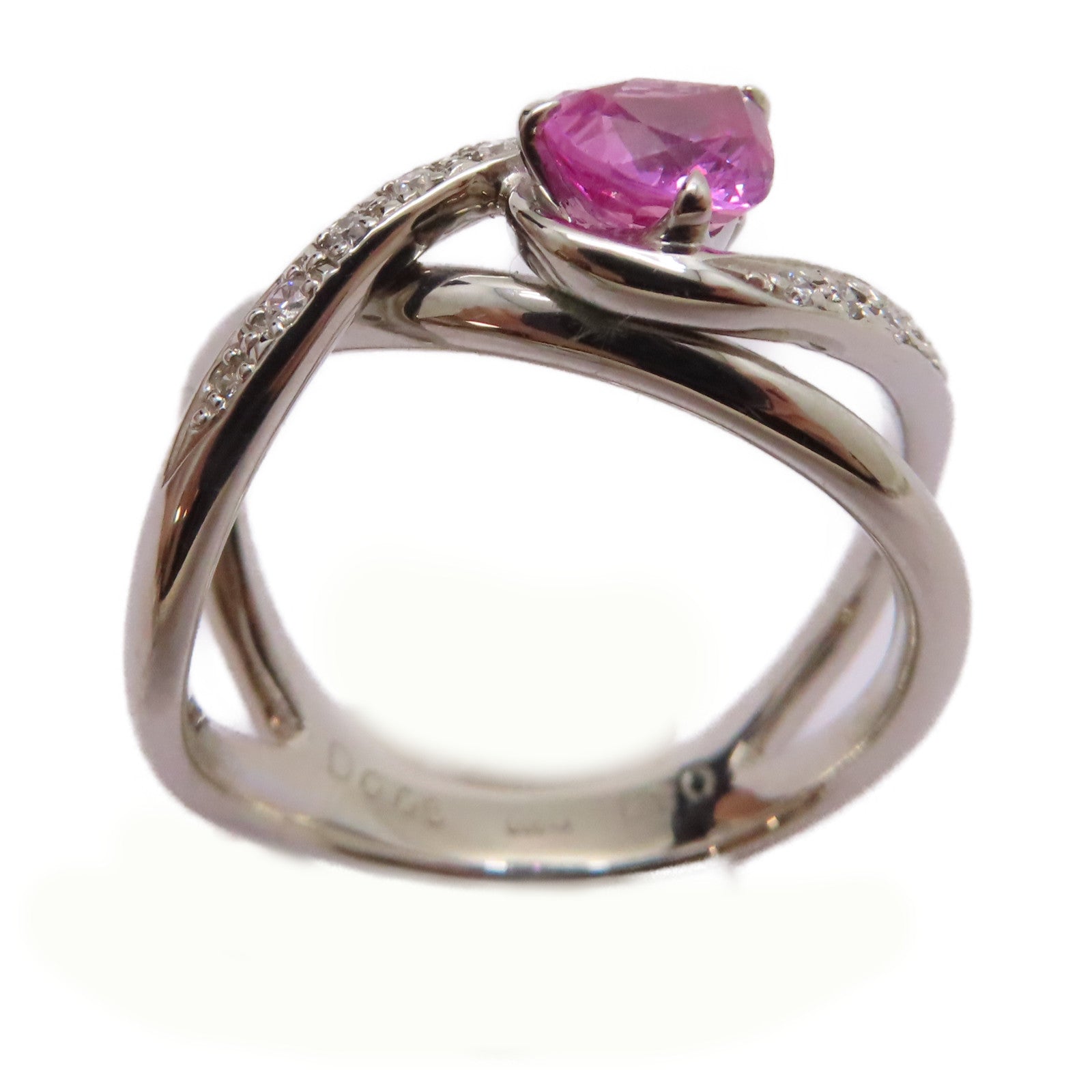 JEWELRY 【激減優惠】PT900鉑金Pink Sapphire Diamond Ring 0.84ct粉紅藍寶石/0.06ct鑽石戒指US#6.25