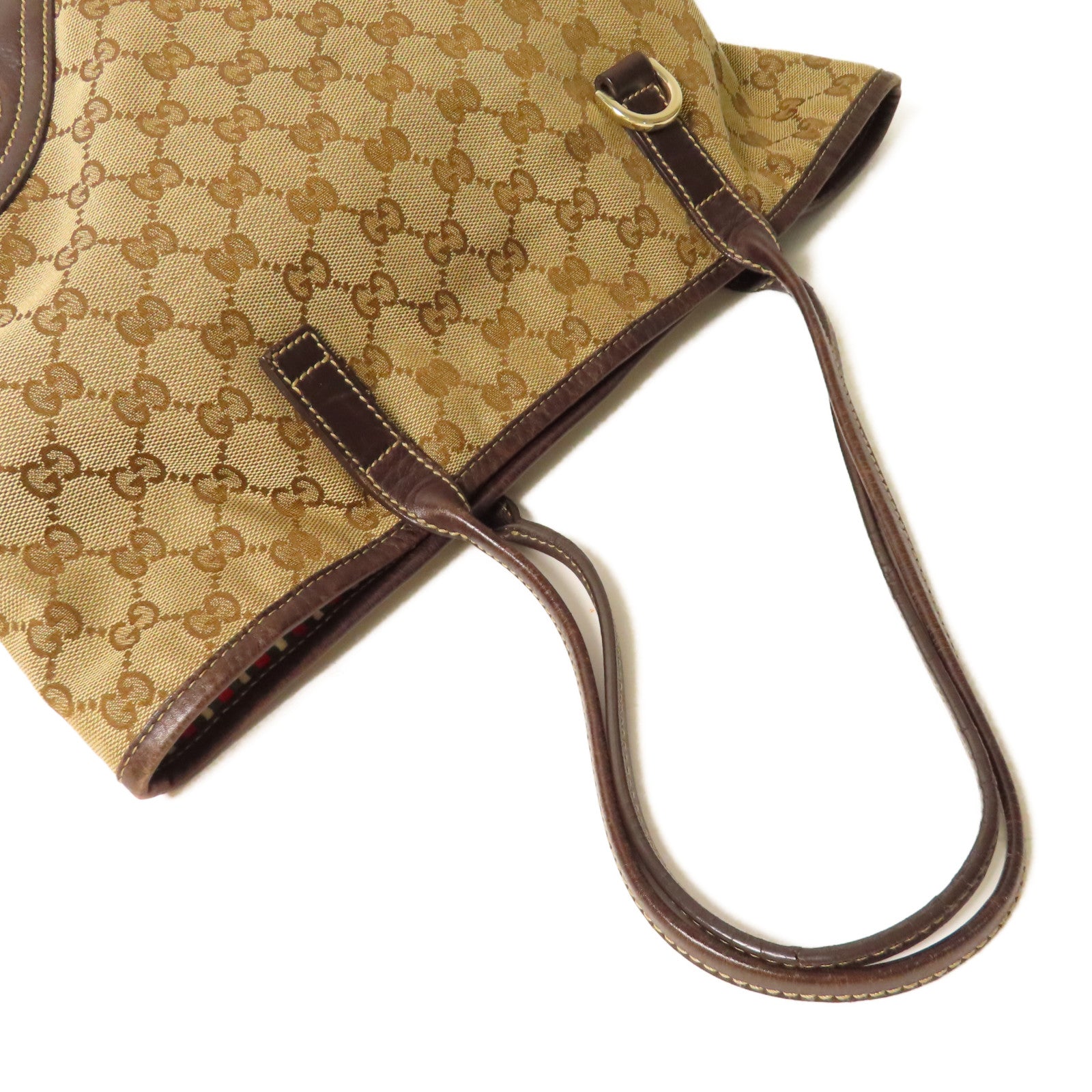 GUCCI 帆布Tote Bag金扣手挽袋啡色