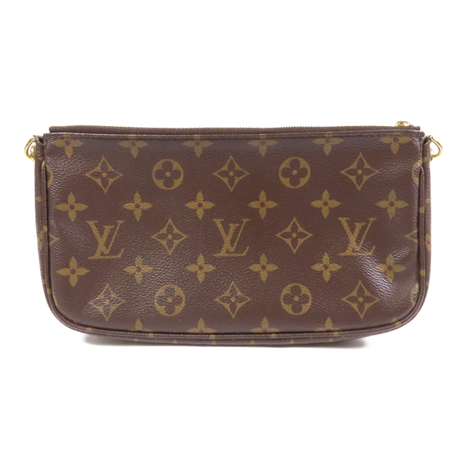 LOUIS VUITTON Monogram Multi Pochette Accessoires金扣手挽肩背兩用袋啡色/綠色