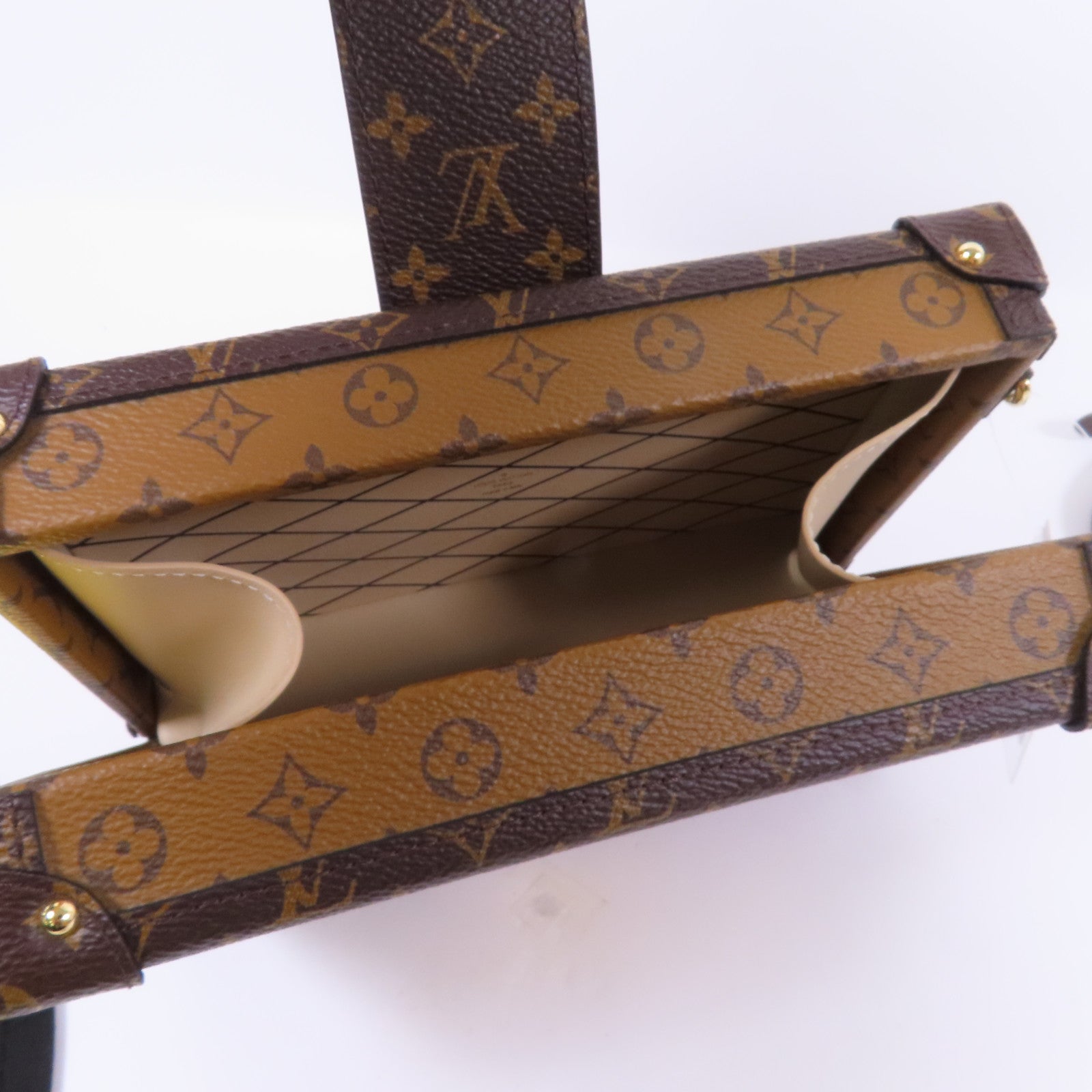 LOUIS VUITTON Monogram Reverse Petite Malle金扣肩背袋