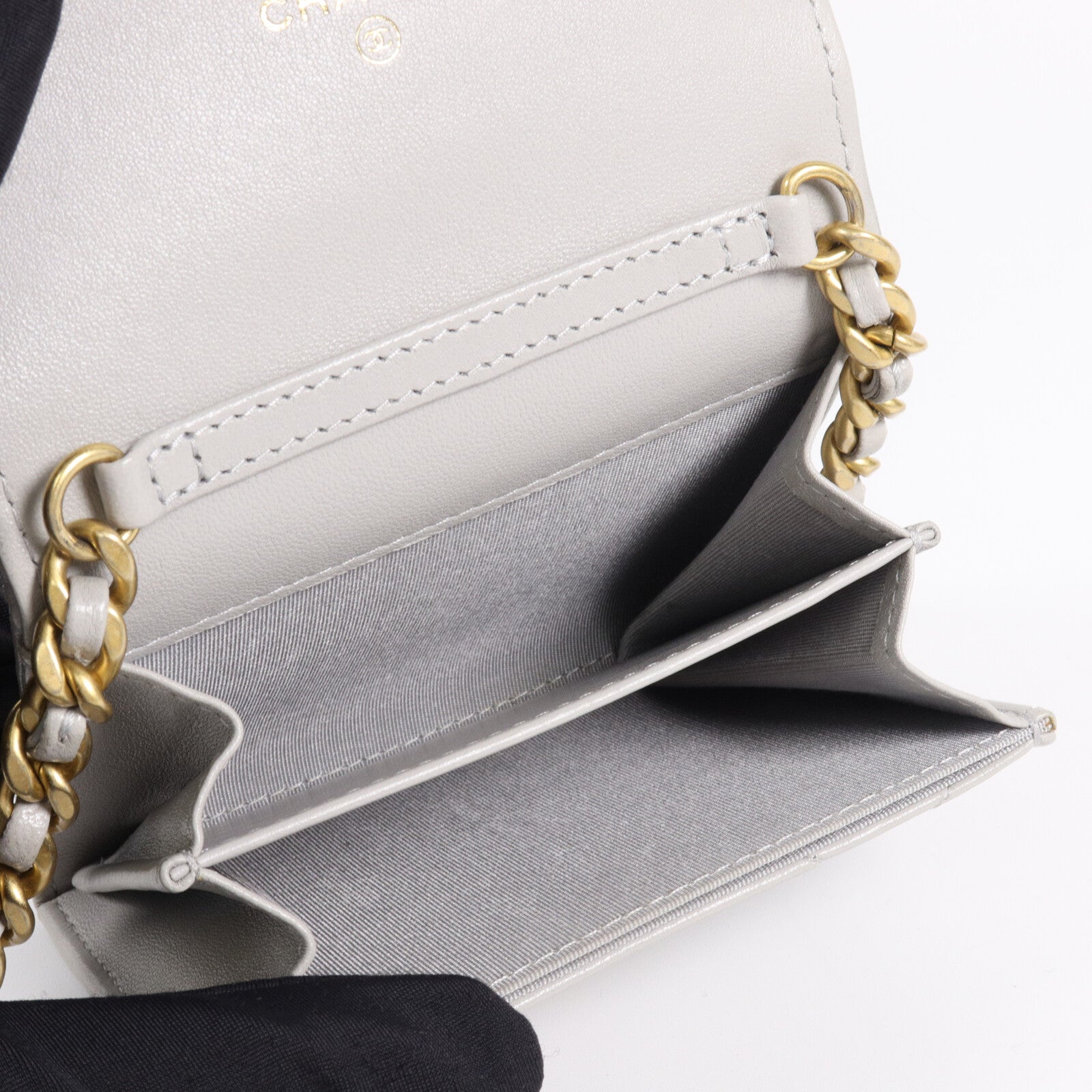CHANEL 羊皮皮革Chanel 19 Chain Coin Purse鏈帶肩背袋