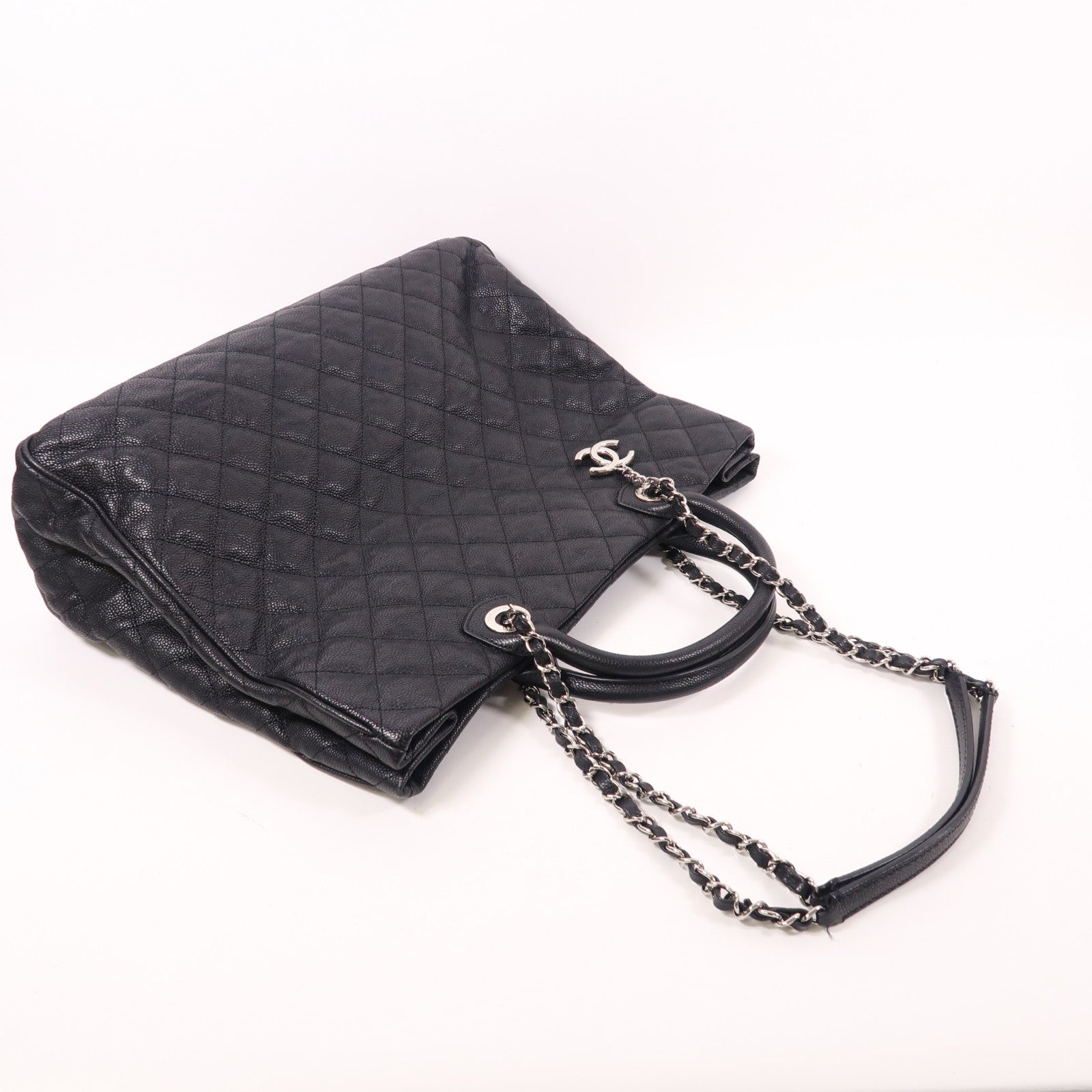 CHANEL 牛皮皮革2 Way Shoulder銀扣手挽肩背兩用袋