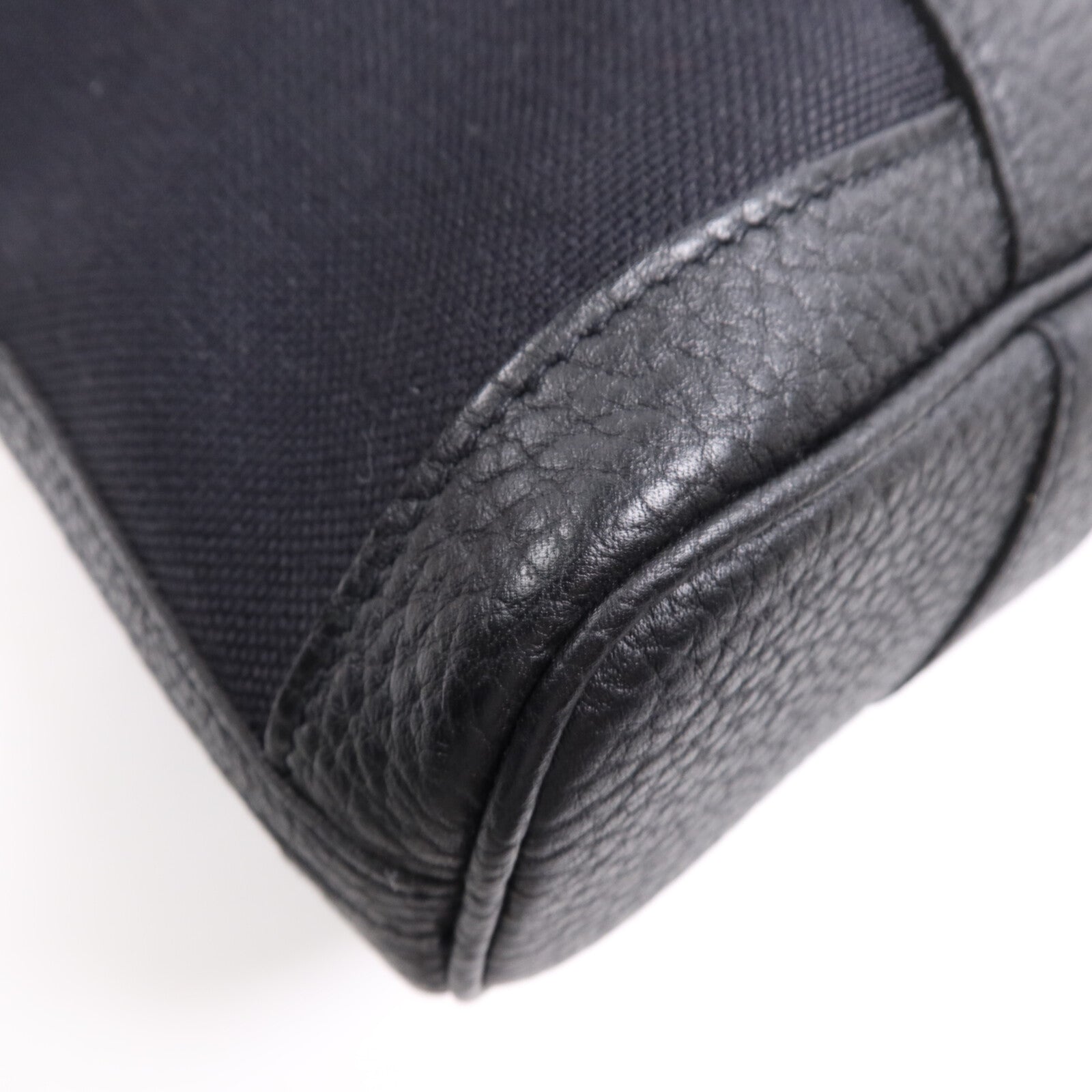 HERMES 帆布Garden File PM銀扣手挽肩背兩用袋Noir