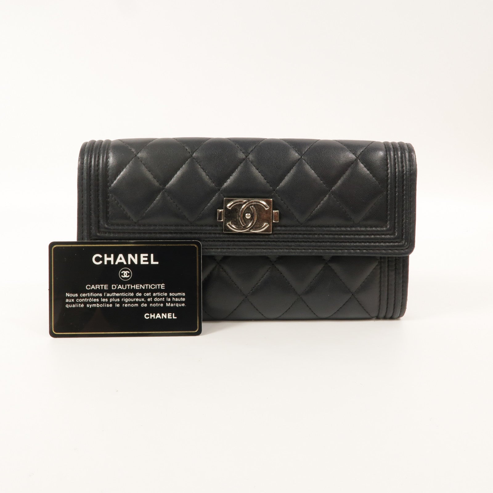 CHANEL 羊皮皮革Boy Long Wallet長錢包