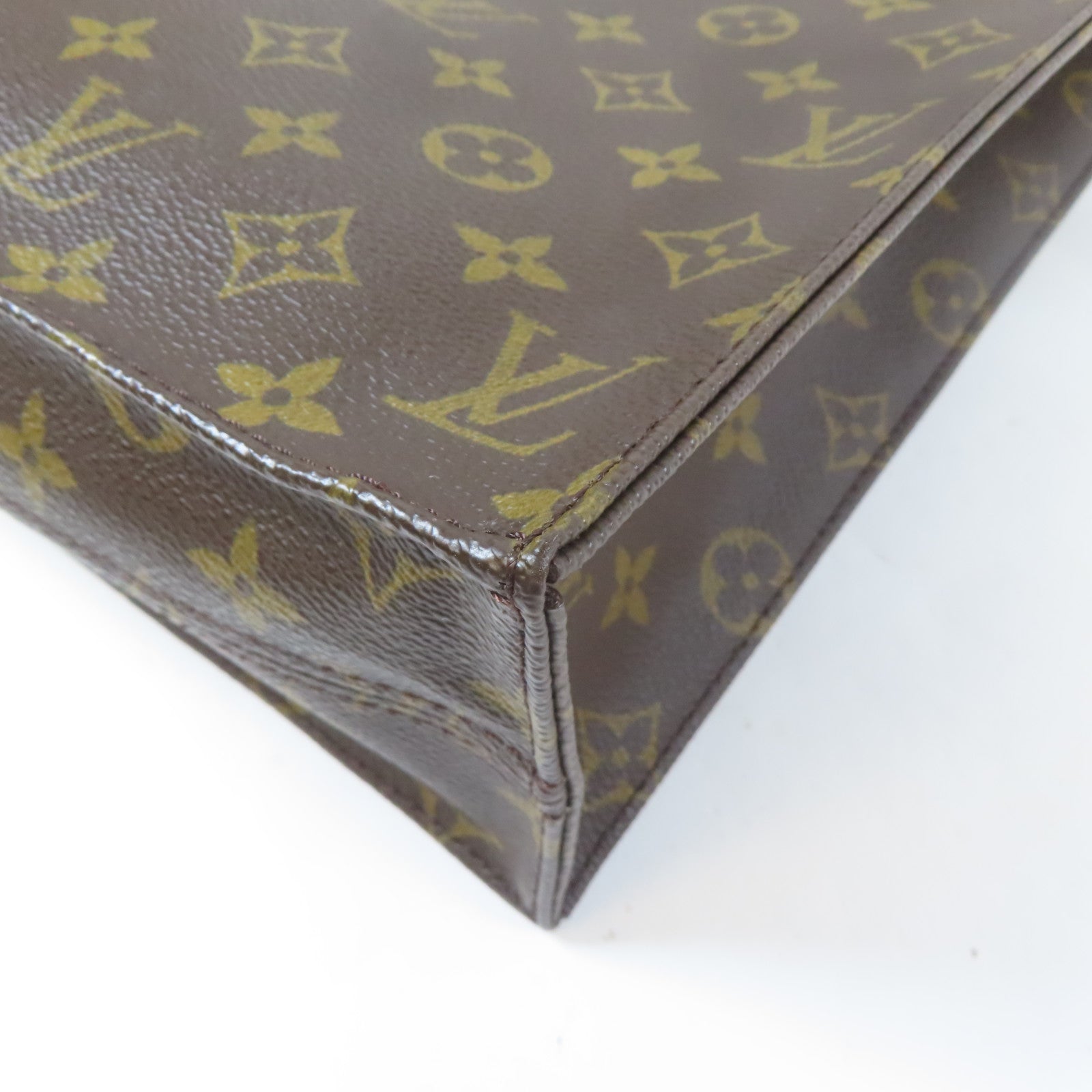 LOUIS VUITTON Monogram Sac Plat Tote Bag金扣手挽袋啡色