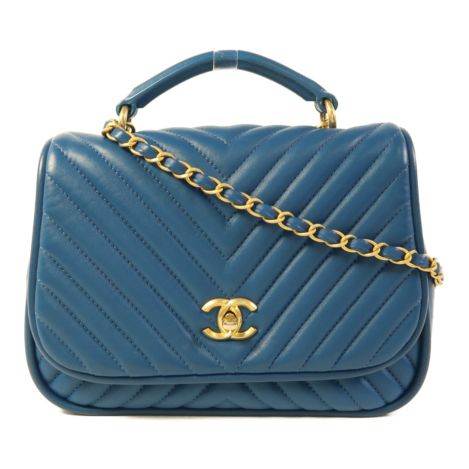 CHANEL 羊皮皮革Chain Shoulder金扣手挽肩背兩用袋