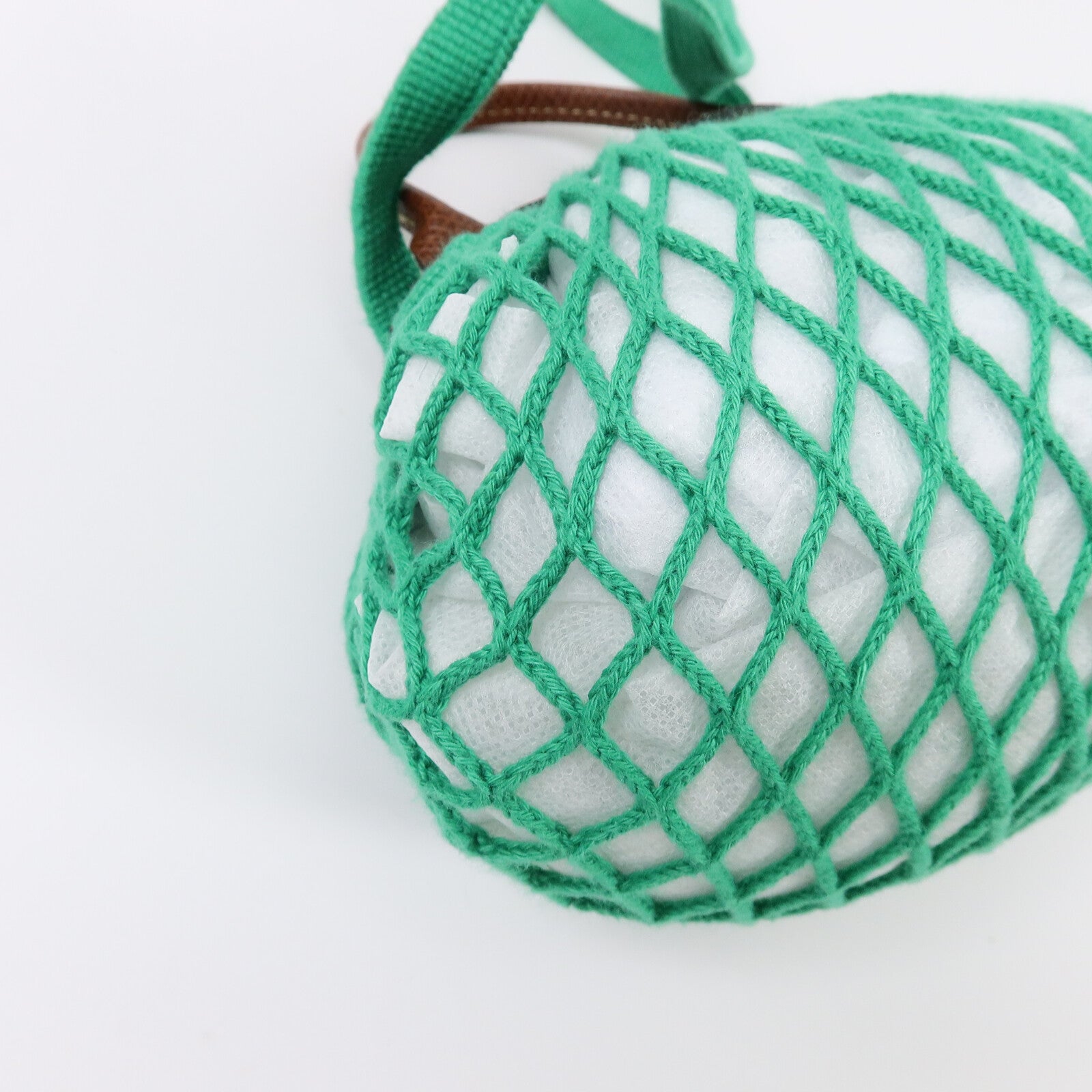 Longchamp 棉質/皮革Le Pliagr Mesh Bag XS手挽肩背兩用袋