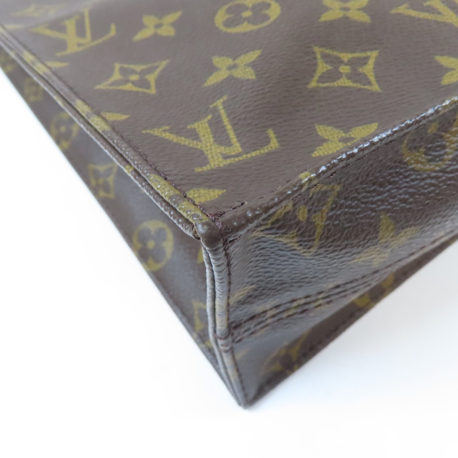 LOUIS VUITTON Monogram Sac Plat Tote Bag金扣手挽袋啡色