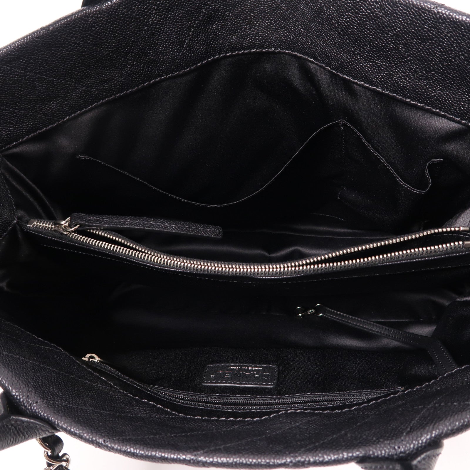 CHANEL 牛皮皮革2 Way Shoulder銀扣手挽肩背兩用袋