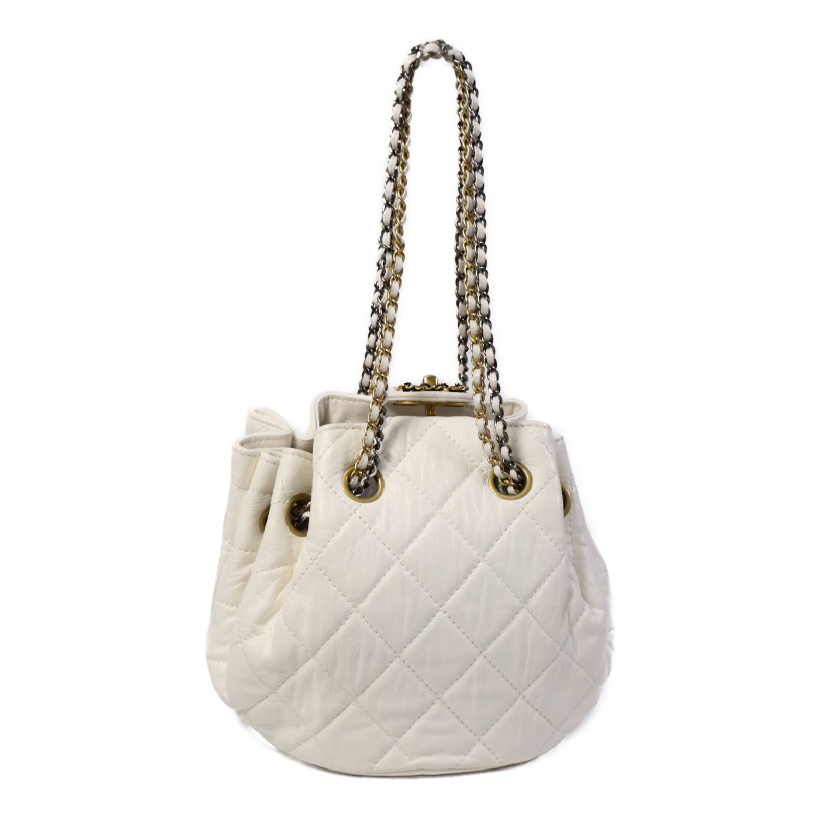 CHANEL 【激減優惠】羊皮皮革Drawstring Bucket鏈帶肩背袋