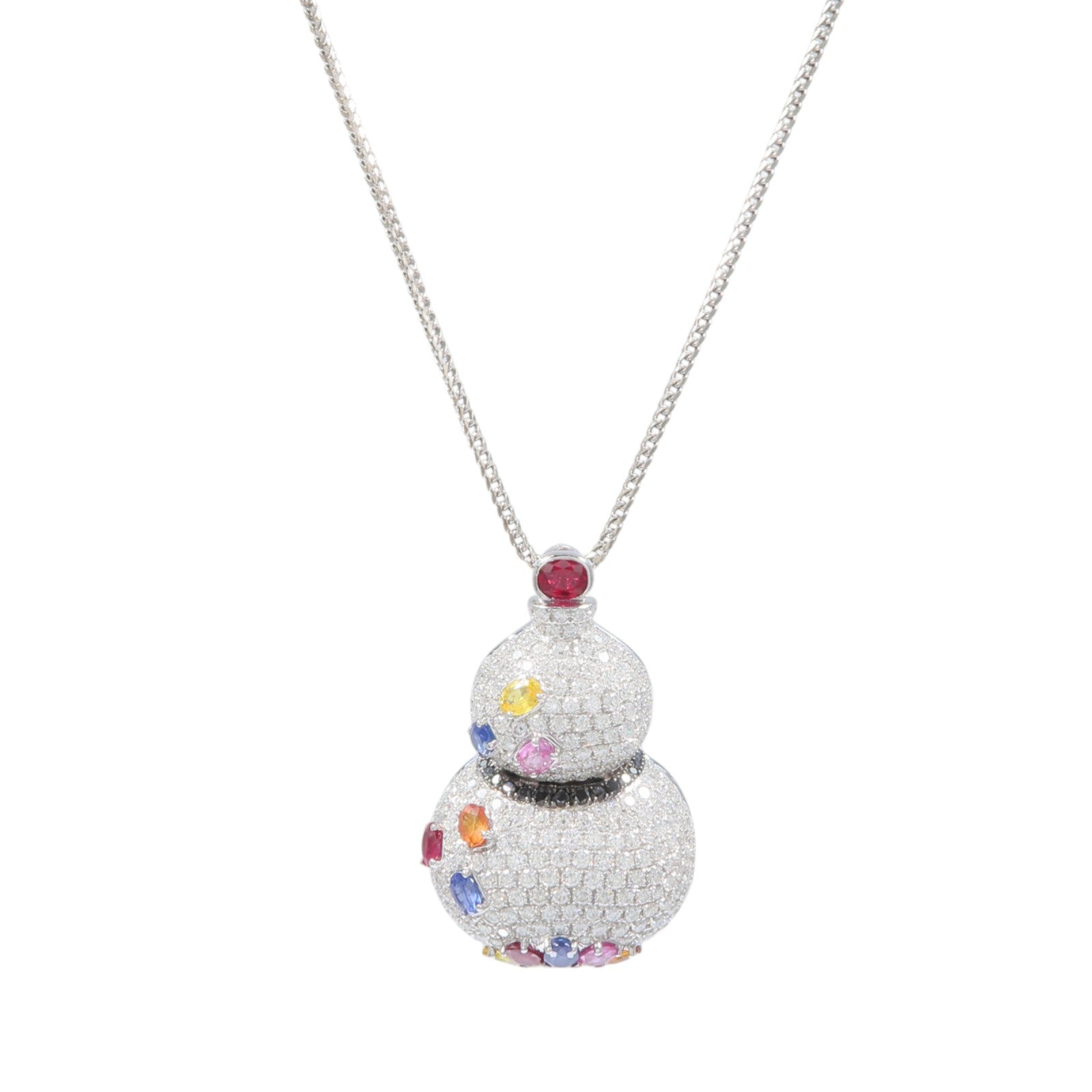 JEWELRY 18K白金Ruby Sapphire Diamond Necklace紅寶石/藍寶石/鑽石項鍊