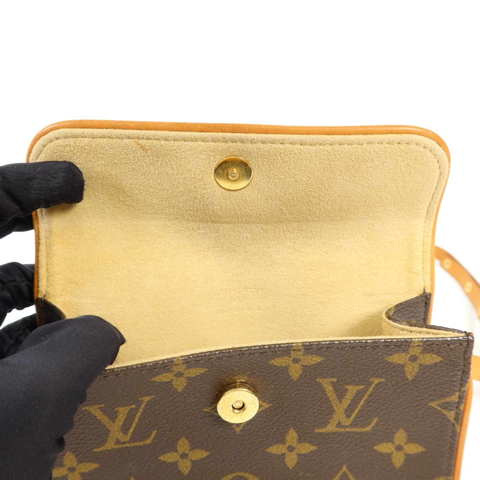 LOUIS VUITTON Monogram Pochette Florentine金扣腰包棕色