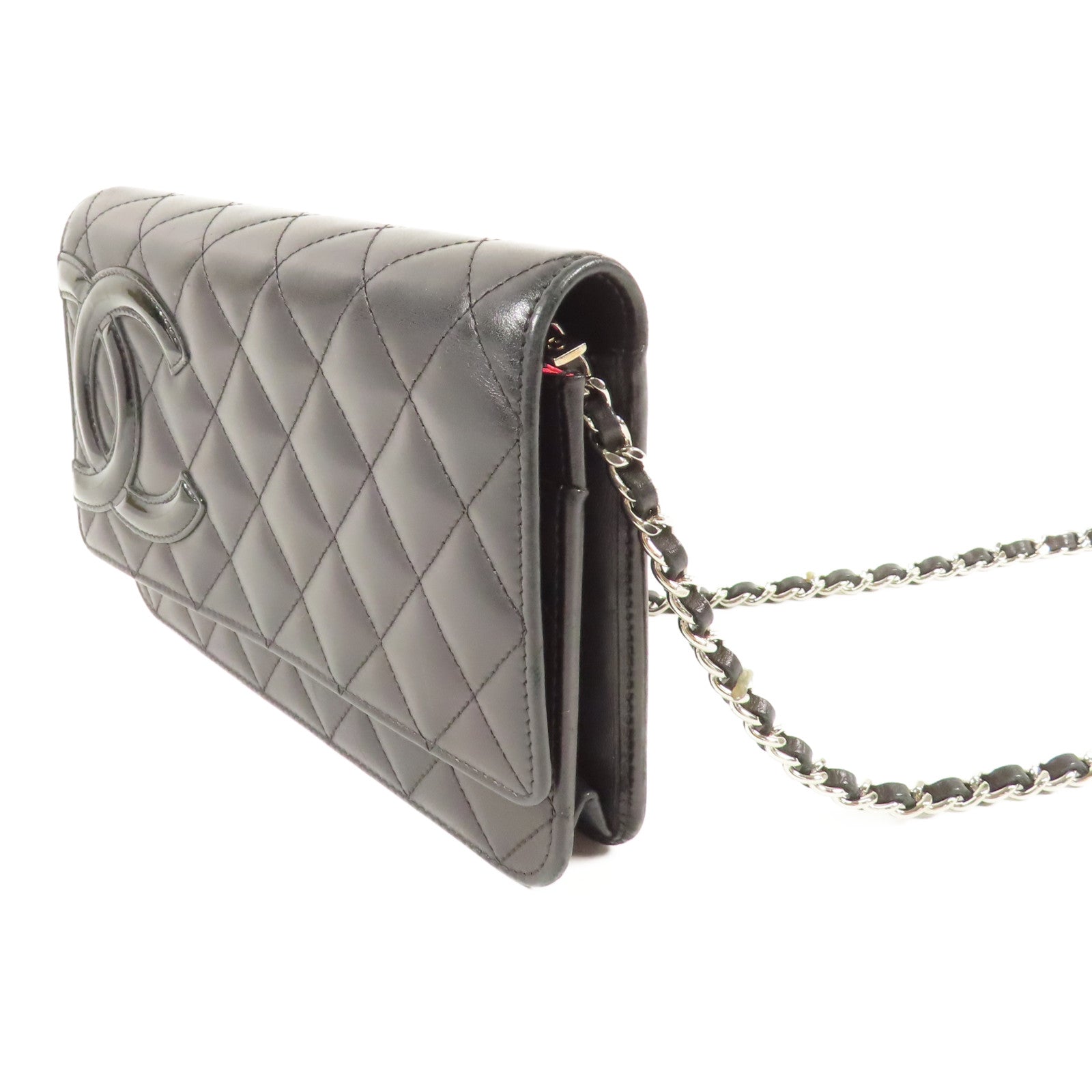CHANEL 牛皮皮革WOC Wallet On Chain銀扣鏈帶肩背袋