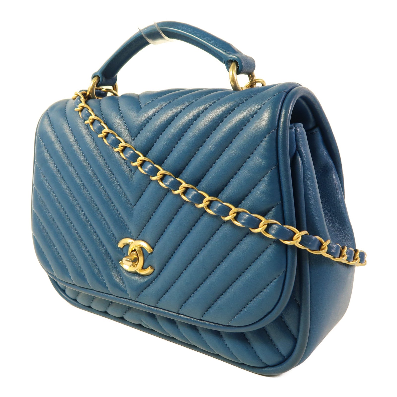 CHANEL 羊皮皮革Chain Shoulder金扣手挽肩背兩用袋