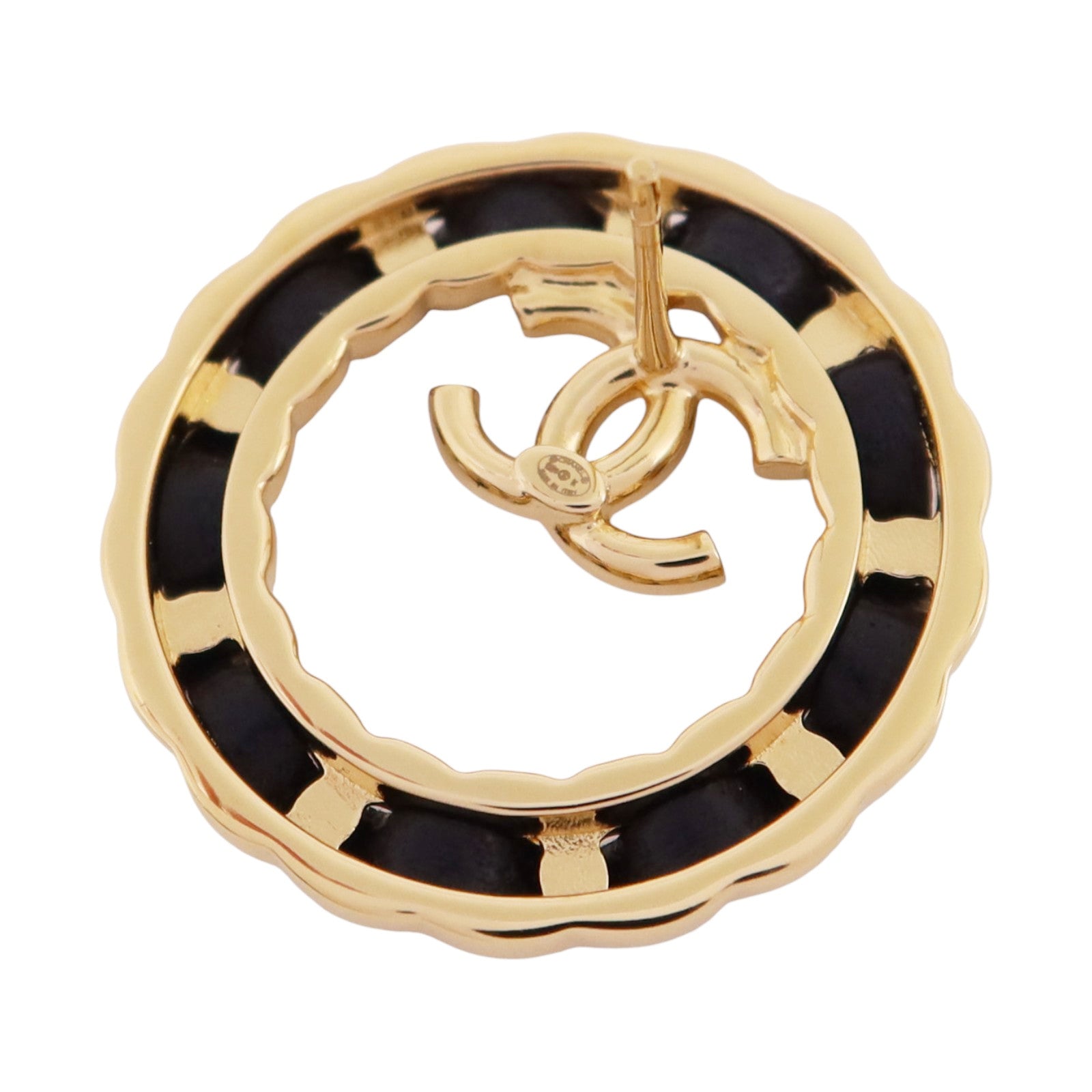 CHANEL 金屬/皮革Earrings金扣耳環