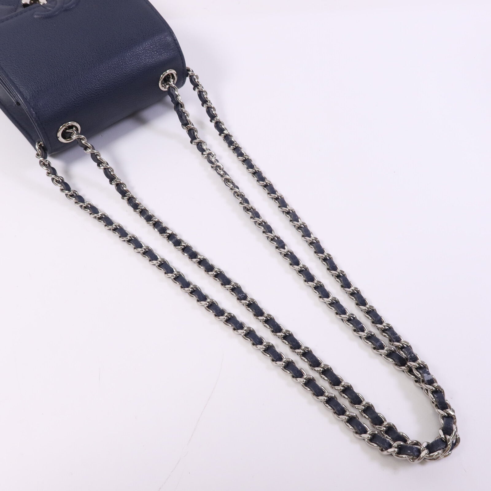 CHANEL 牛皮皮革Shoulder Bag銀扣鏈帶肩背袋