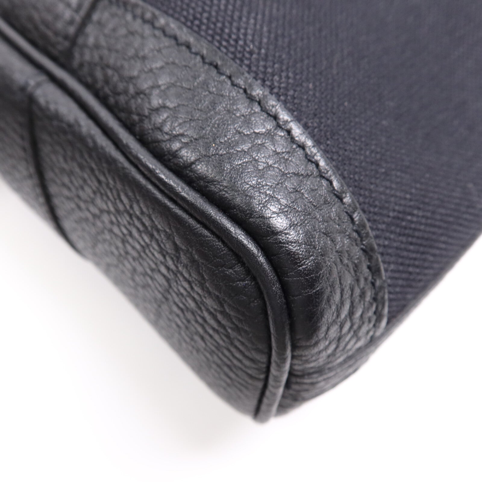 HERMES 帆布Garden File PM銀扣手挽肩背兩用袋Noir