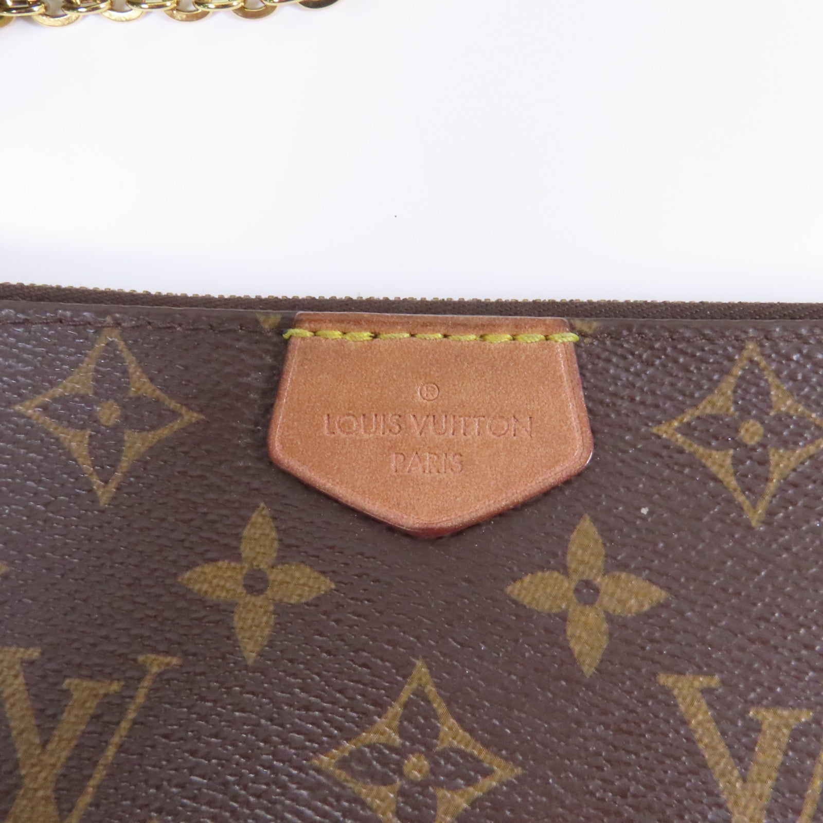 LOUIS VUITTON Monogram Multi Pochette Accessoires金扣手挽肩背兩用袋啡色/綠色