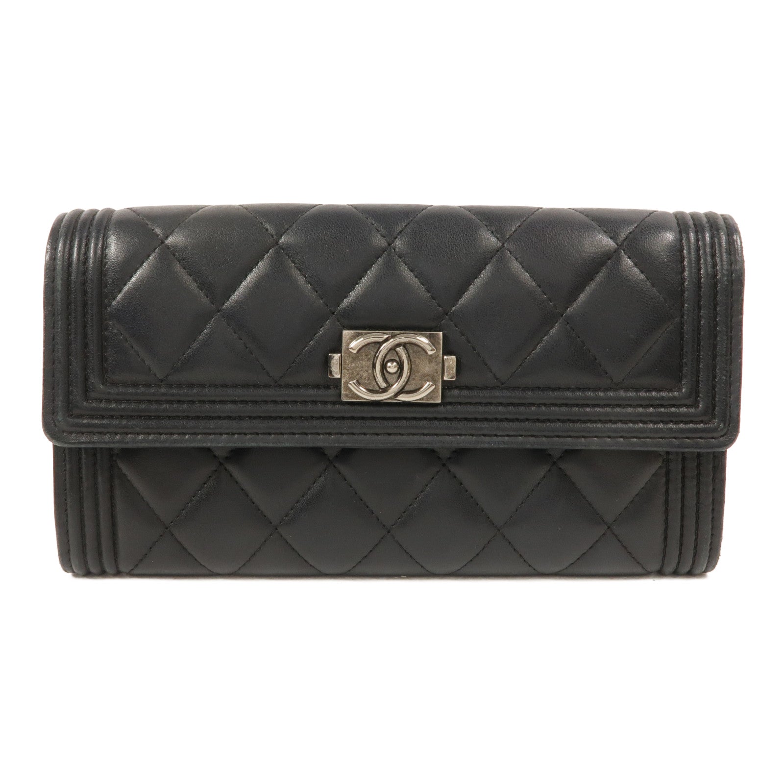CHANEL 羊皮皮革Boy Long Wallet長錢包