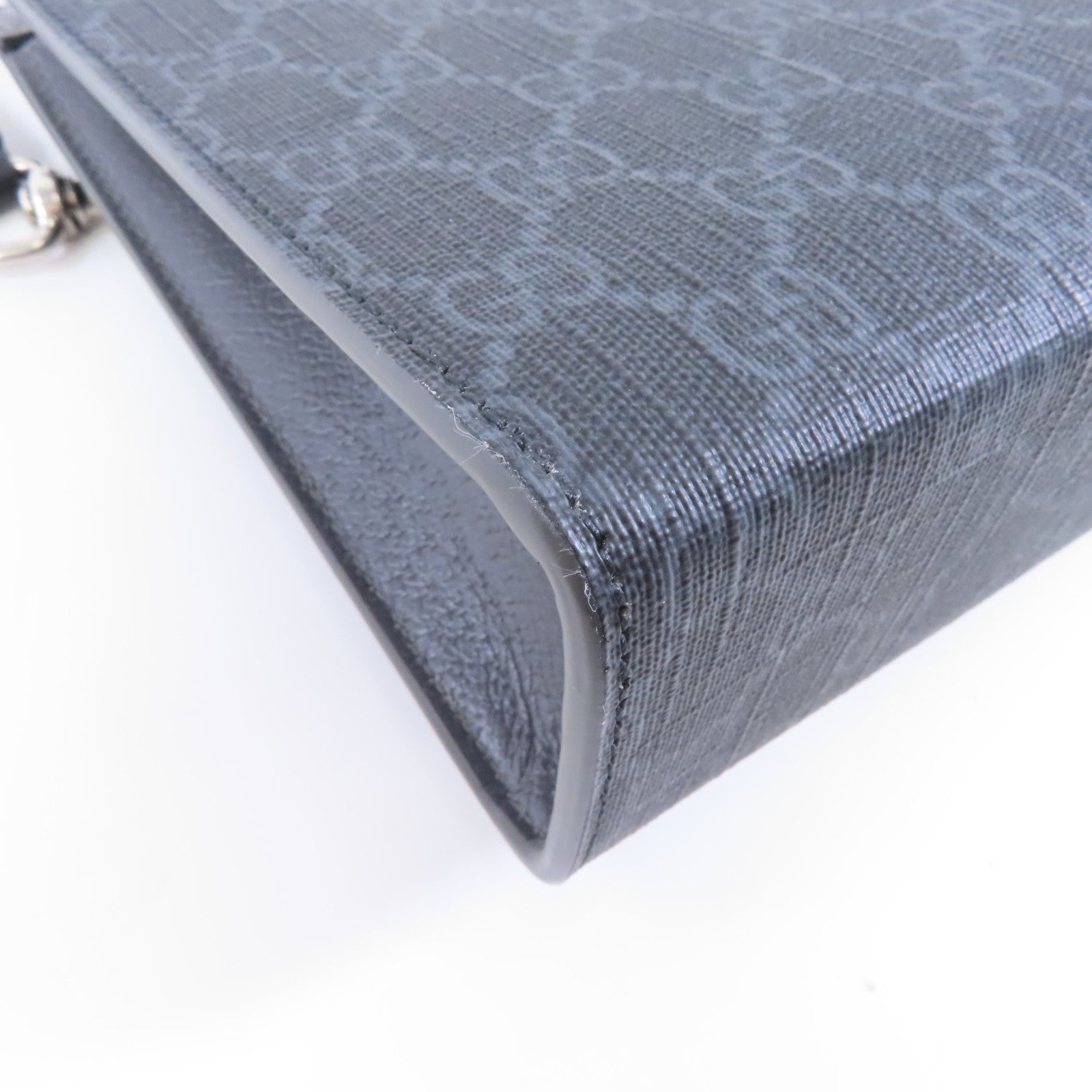 GUCCI 【激減優惠】塗層帆布GG Supreme Clutch Bag銀扣手挽袋灰色
