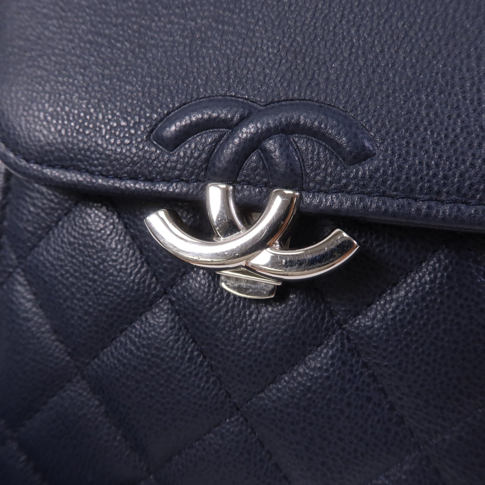 CHANEL 牛皮皮革Shoulder Bag銀扣鏈帶肩背袋