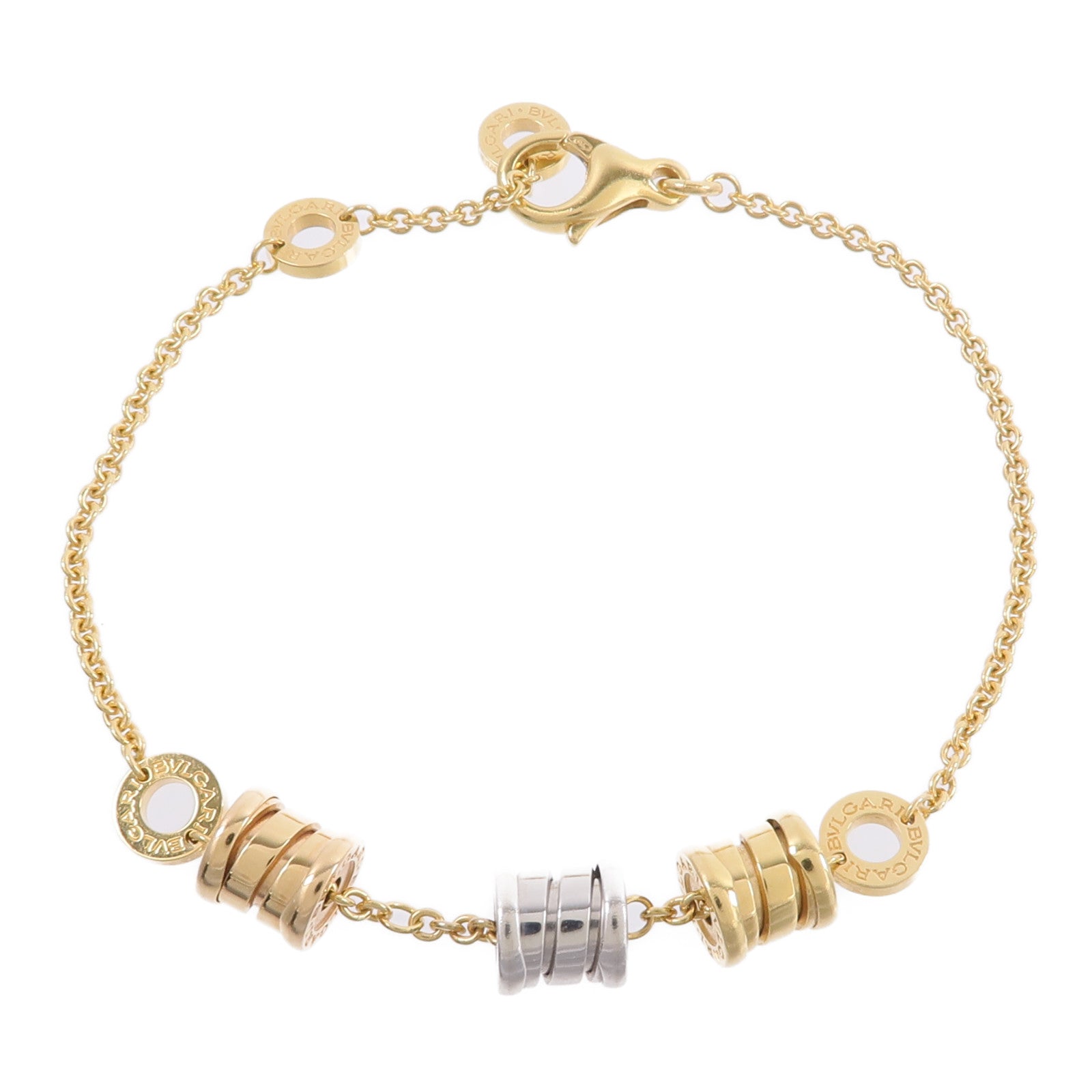 BVLGARI 18K玫瑰金/黃金/白金B zero 1 Three Element手鏈
