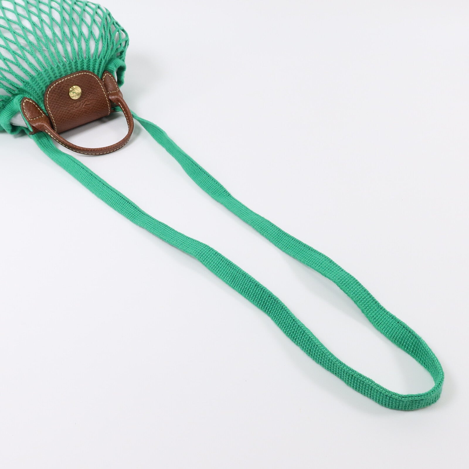 Longchamp 棉質/皮革Le Pliagr Mesh Bag XS手挽肩背兩用袋