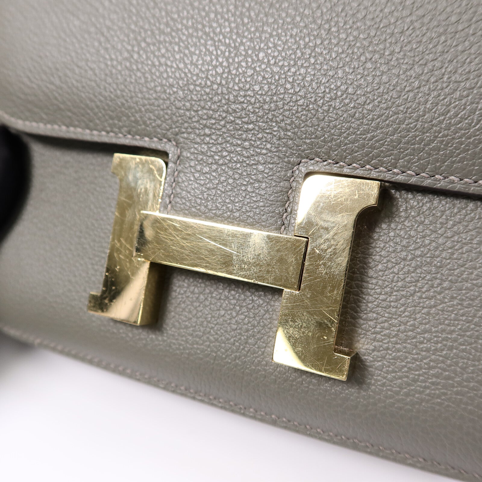 HERMES Evercolor皮革Constance Mini肩背袋GrisMeyer/Gris Perle
