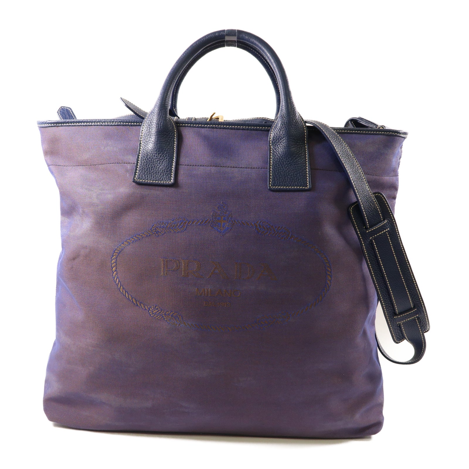 PRADA 尼龍Tote Bag金扣手挽肩背兩用袋紫色