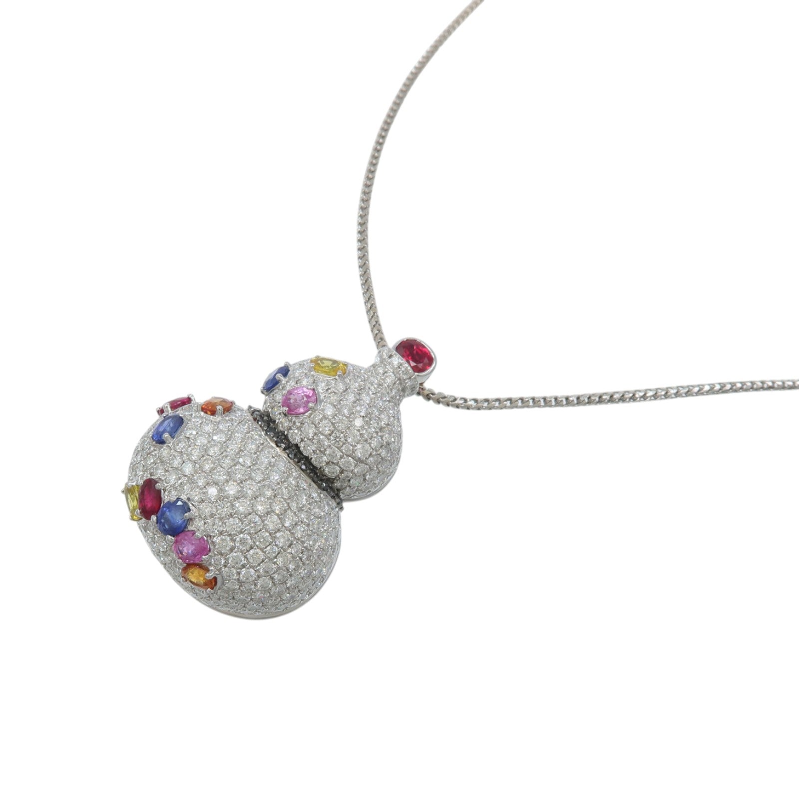 JEWELRY 18K白金Ruby Sapphire Diamond Necklace紅寶石/藍寶石/鑽石項鍊