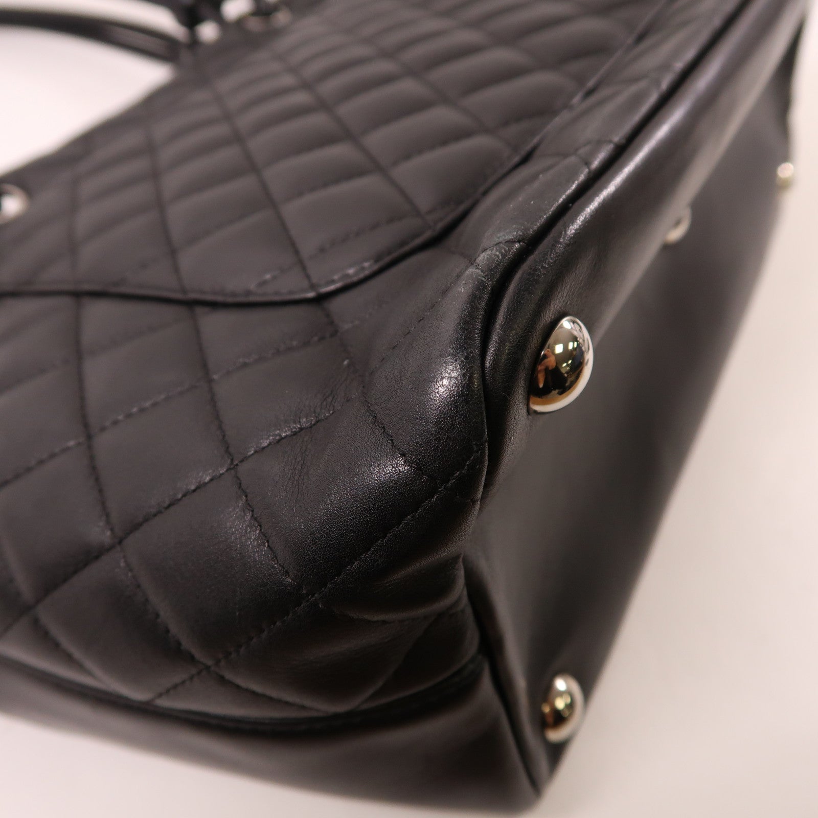 CHANEL 牛皮皮革Cambon Tote銀扣肩背袋/手挽袋