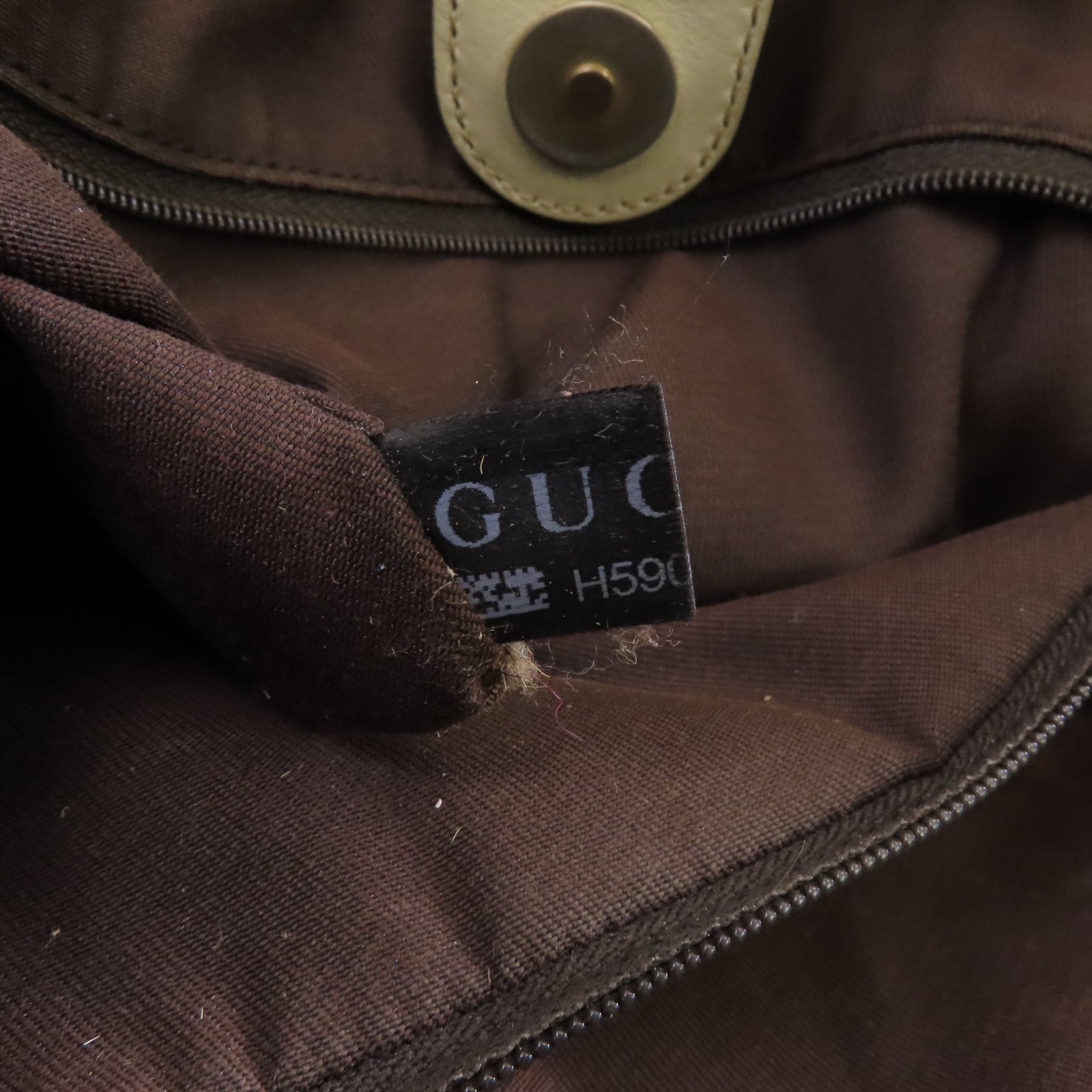 GUCCI 帆布Shoulder Bag金扣肩背袋棕色/白色