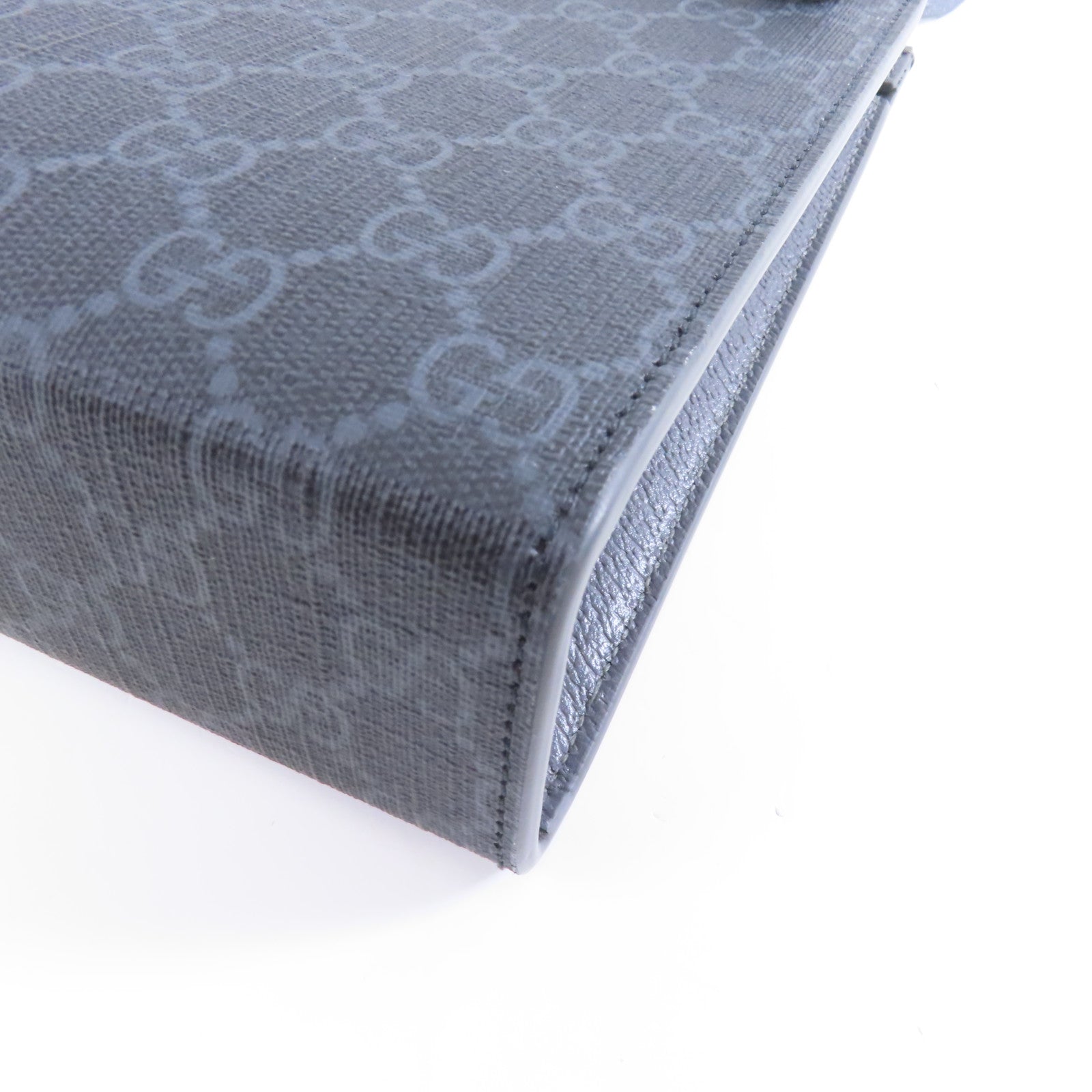 GUCCI 【激減優惠】塗層帆布GG Supreme Clutch Bag銀扣手挽袋灰色