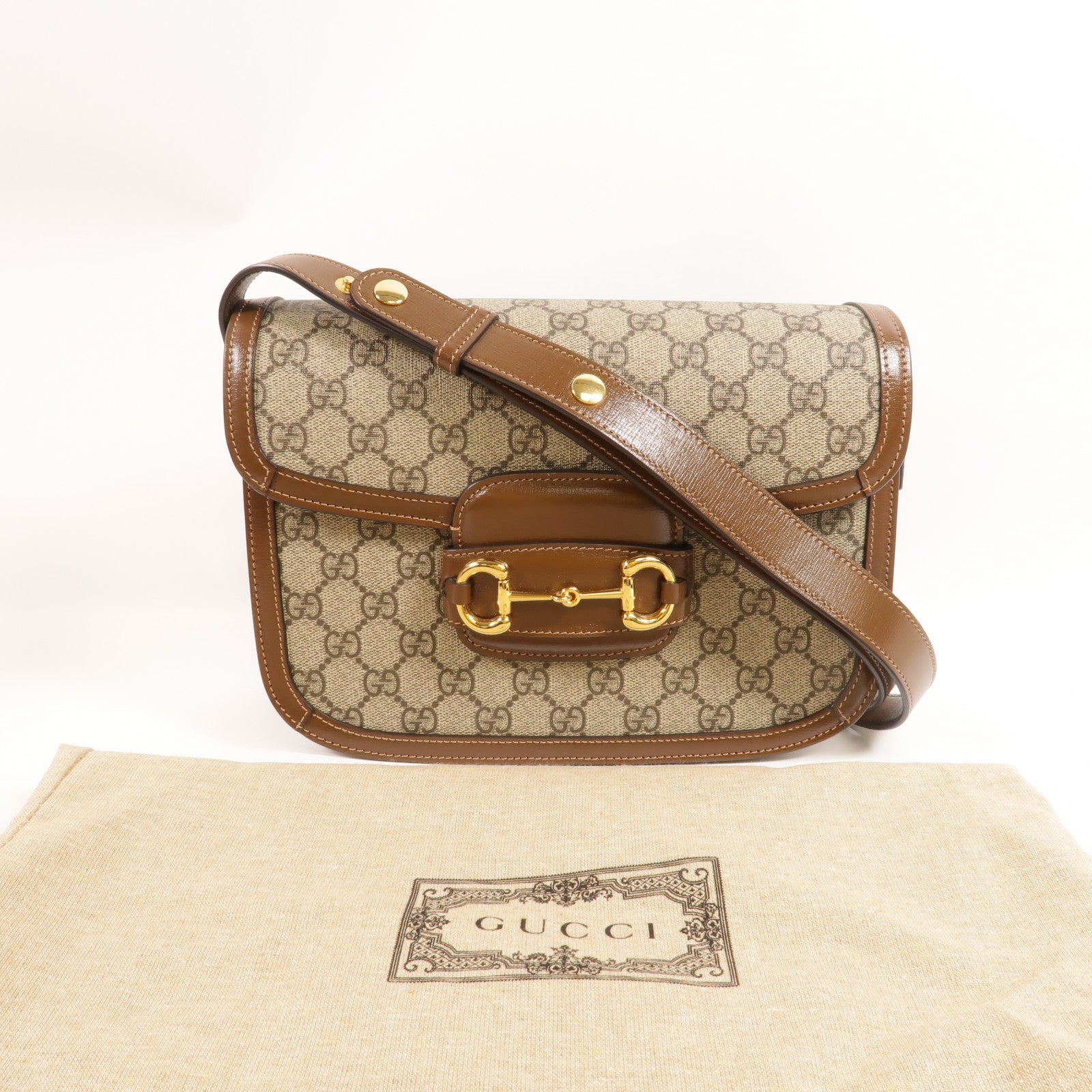 GUCCI 塗層帆布Horsebit 1955 Medium肩背袋