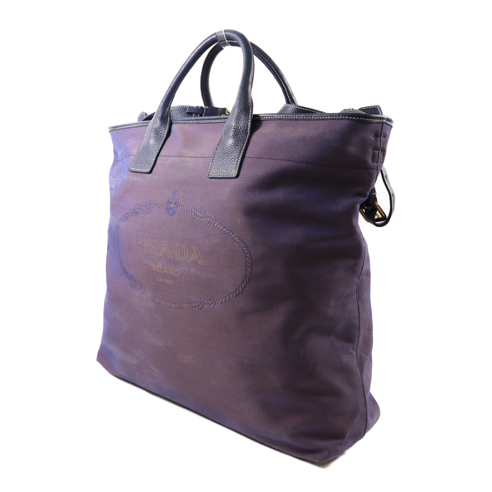 PRADA 尼龍Tote Bag金扣手挽肩背兩用袋紫色