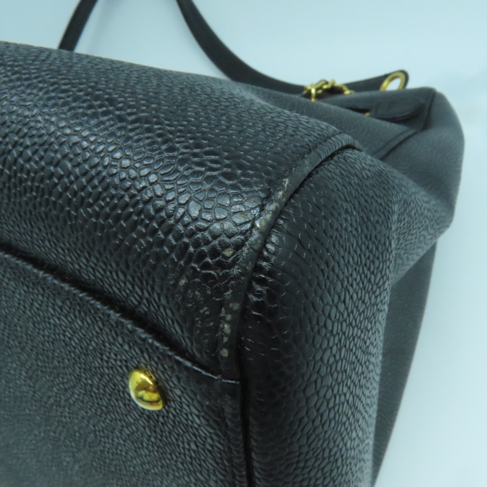 CHANEL 【激減優惠】牛皮皮革Tote Bag金扣鏈帶肩背袋黑色