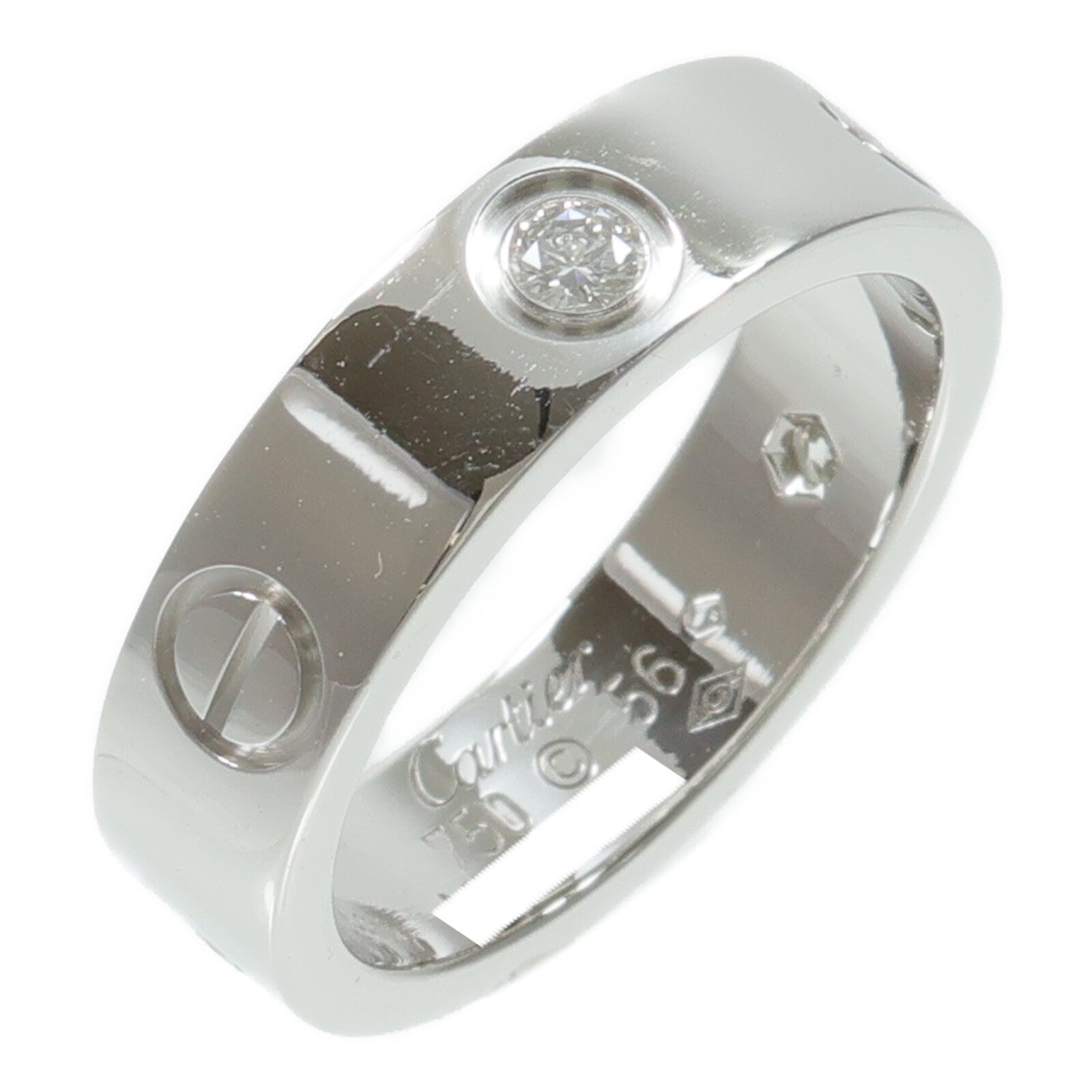 CARTIER 18K白金Love Ring 3 Diamonds鑽石戒指