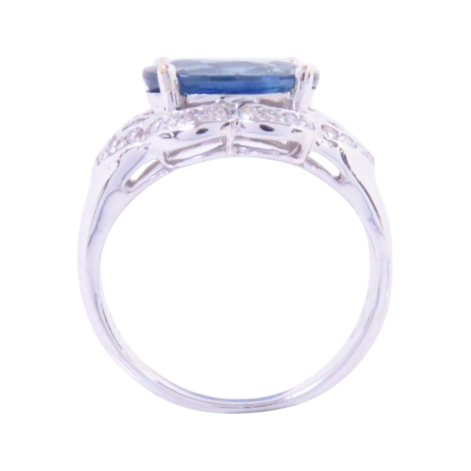JEWELRY 【激減優惠】18K白金/藍寶石/鑽石Sapphire Diamond Ring戒指US#4.25