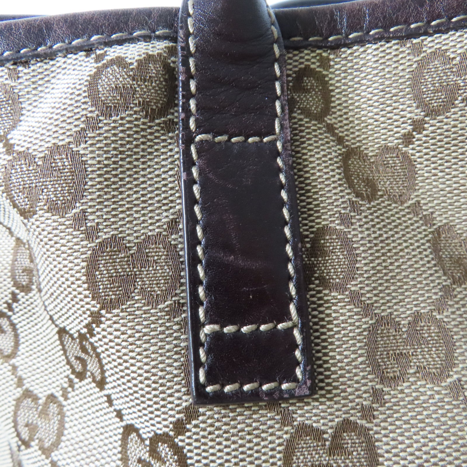 GUCCI 帆布Tote Bag金扣手挽袋啡色