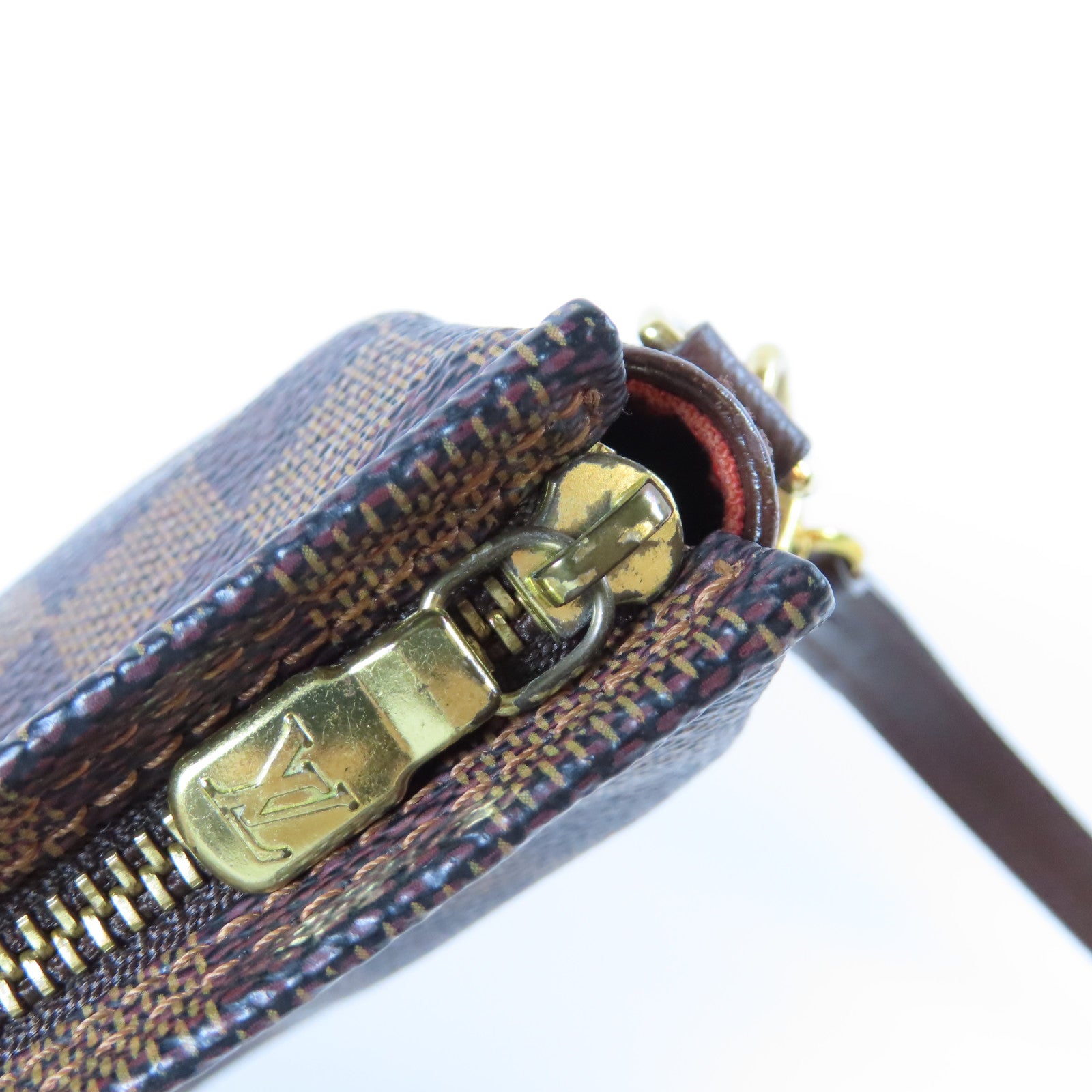 LOUIS VUITTON Damier Ebene Trousse Makeup Pouch金扣肩背袋啡色