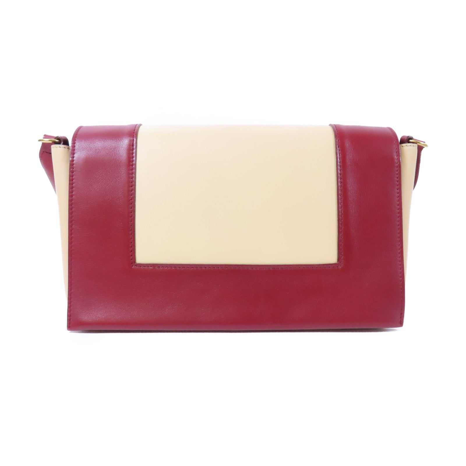 CELINE 【激減優惠】牛皮皮革Frame Medium Shoulder Bag金扣肩背袋紅色/米色